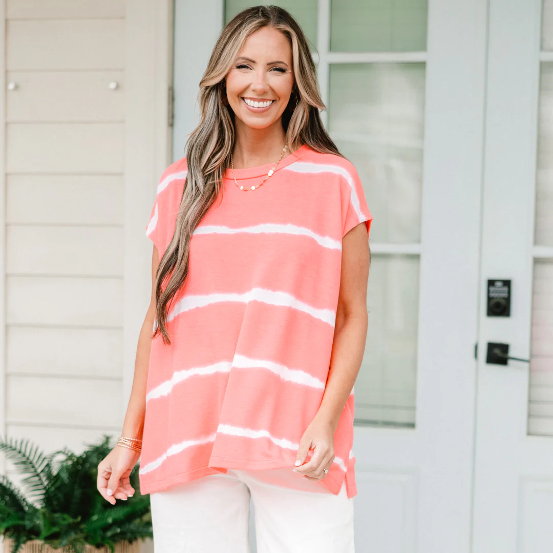 A Grand Throwback Top, Coral - Image 7