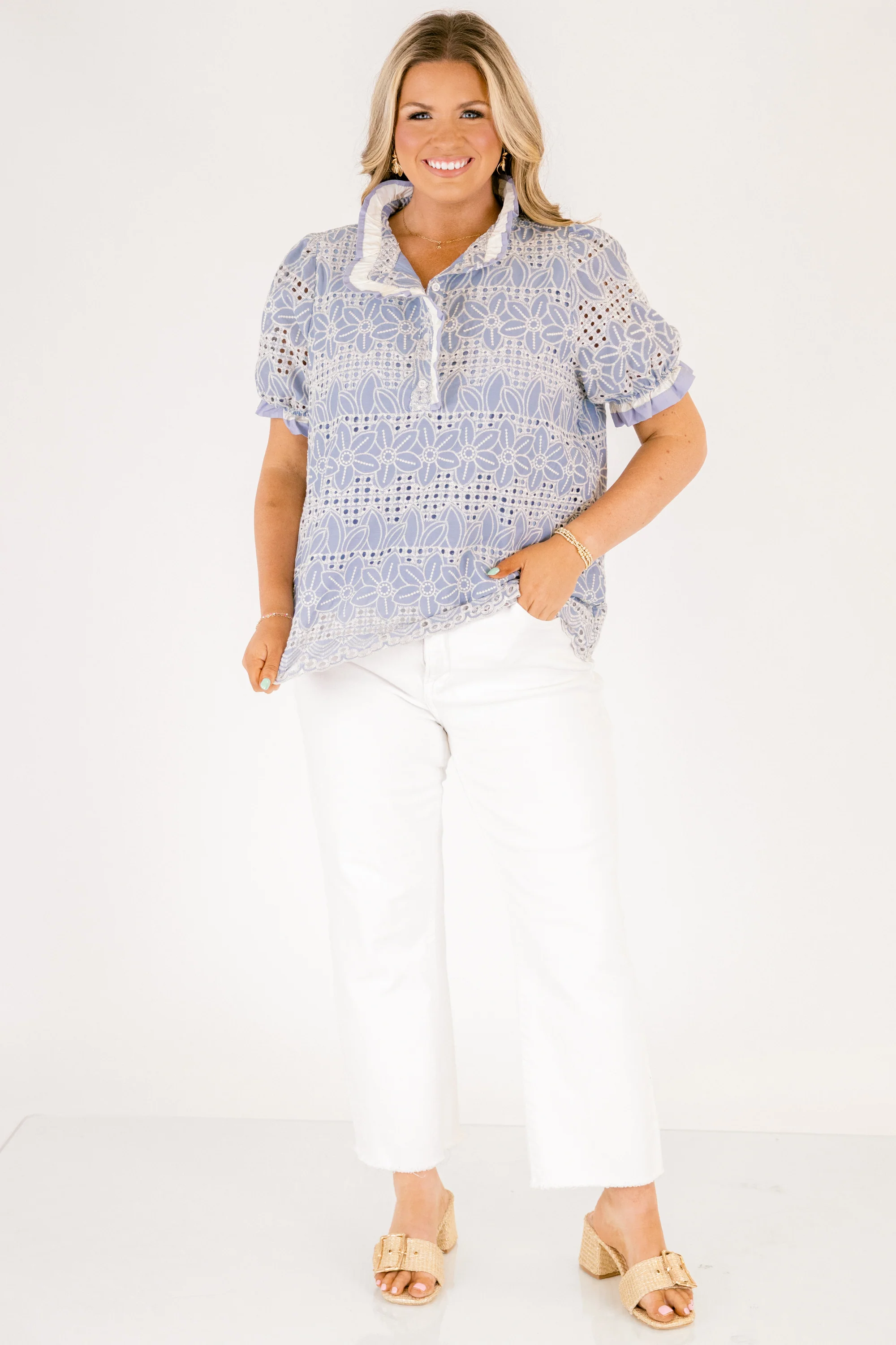 Above And Beyond Top, Chambray - Image 2