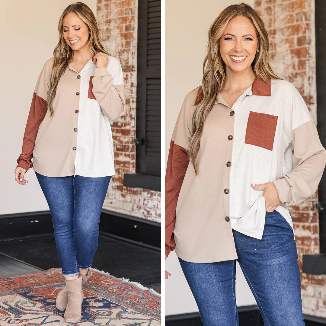 Admired Soul Shacket, Oatmeal - Image 6