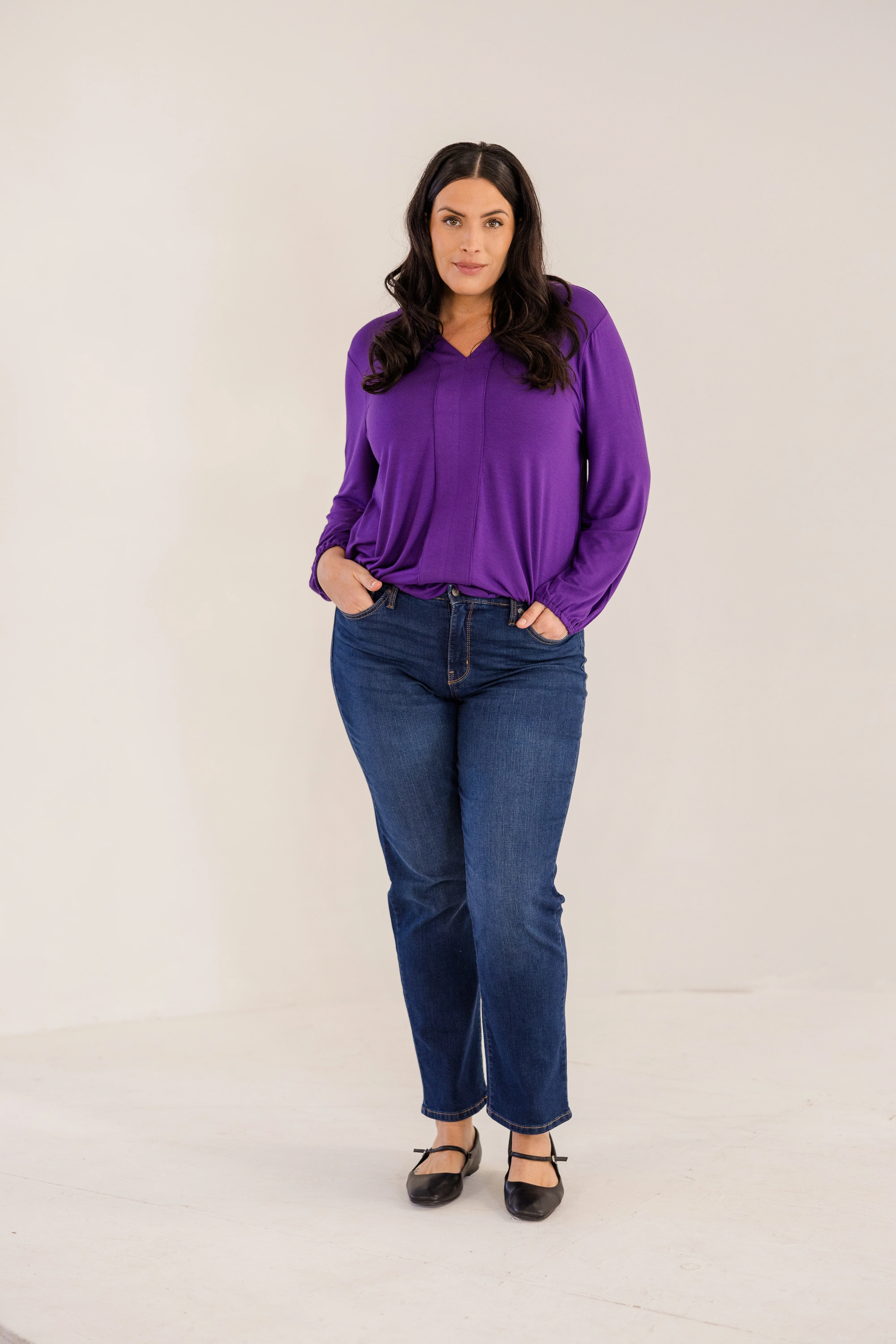 Albany Clean Neck Top, Petunia - Image 4