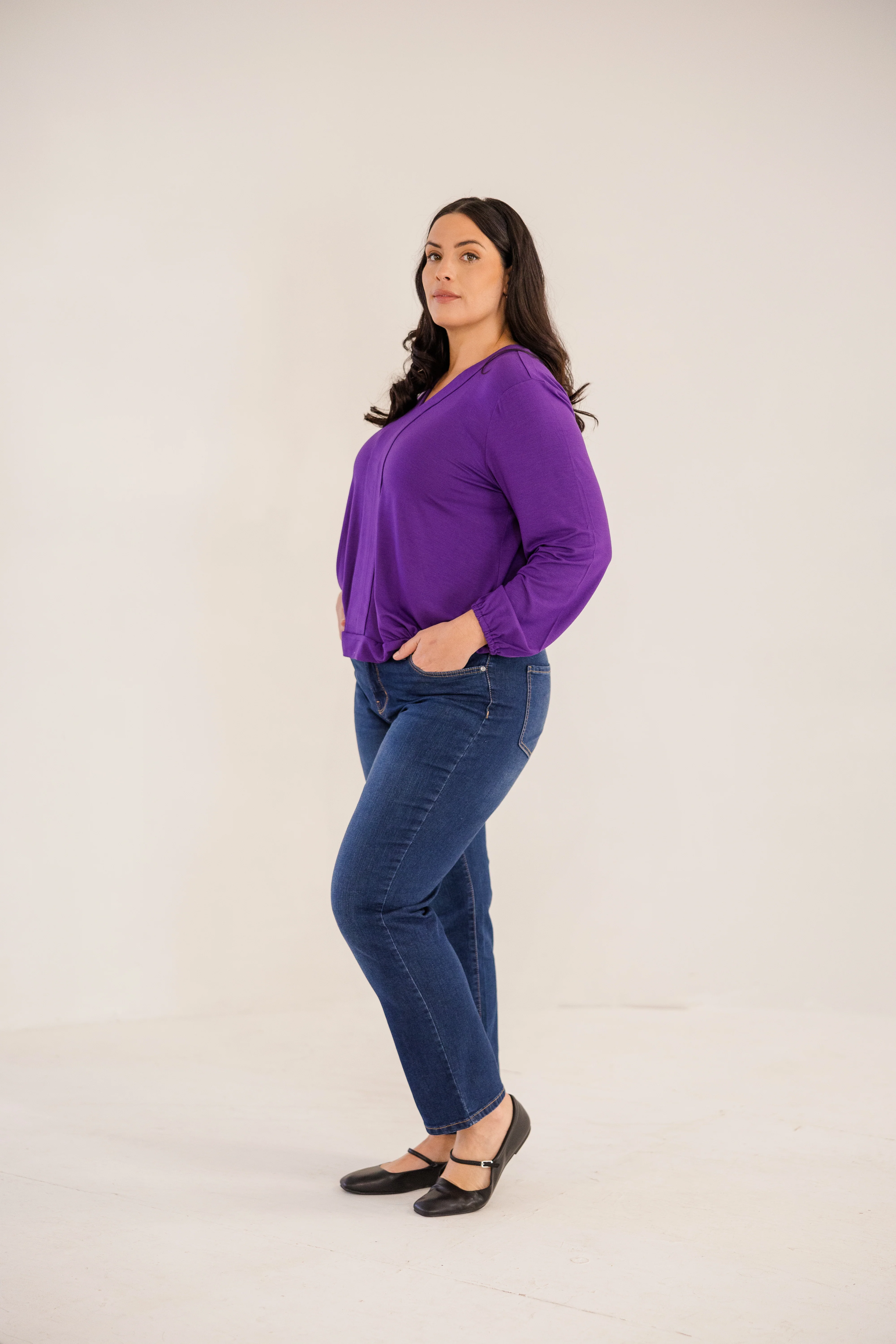 Albany Clean Neck Top, Petunia - Image 6
