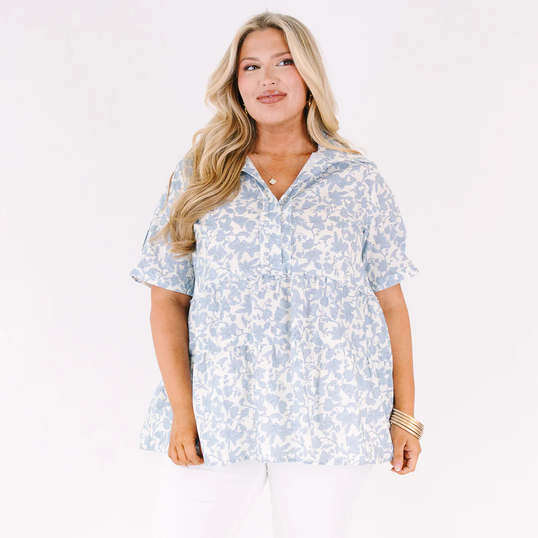 All For The Best Top, Blue Toile - Image 8