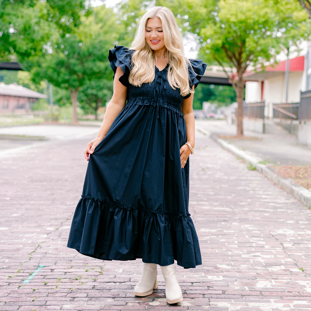As Luck Would Have It Dress, Navy - Image 7