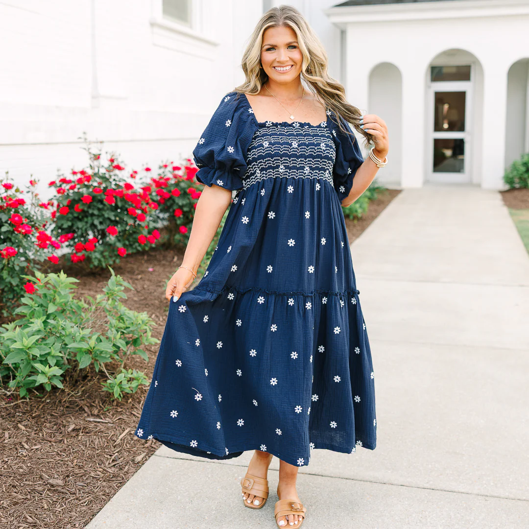 Aster Dress, Navy - Image 7