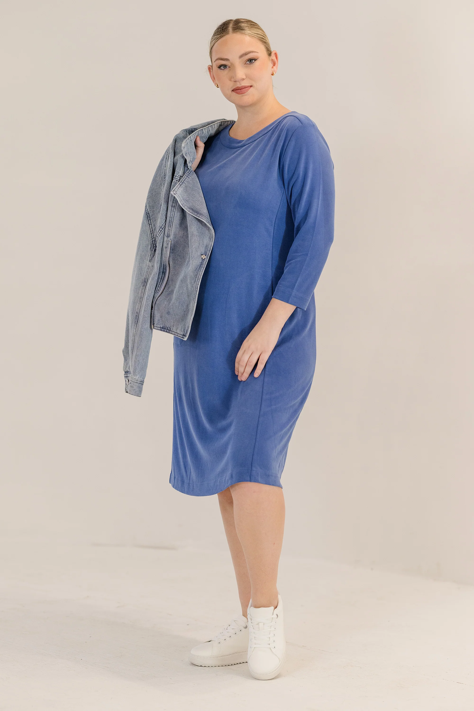 Audrey Boatneck Dress, Ombre Blue - Image 5