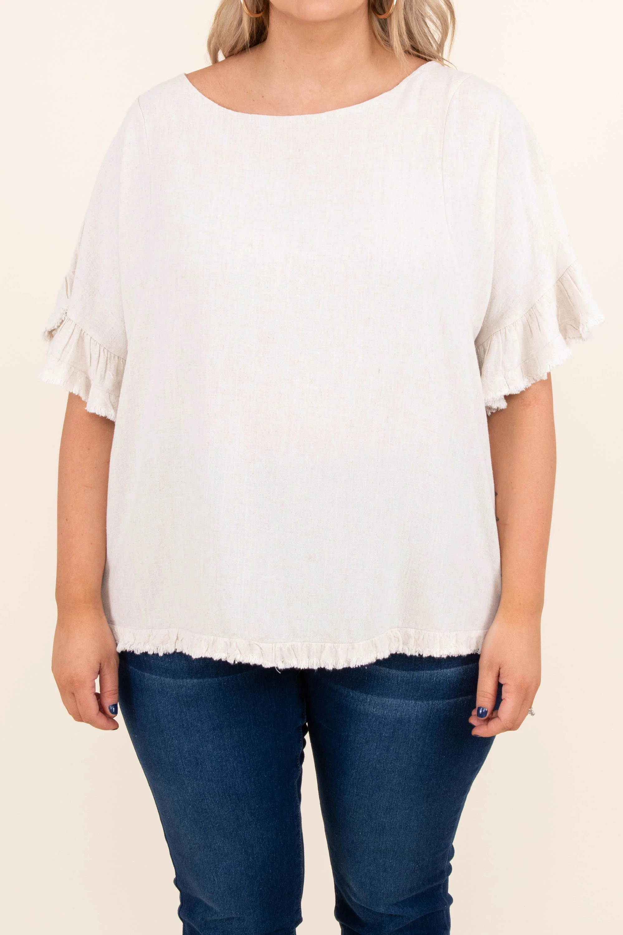 Away On Vacay Top, Oatmeal - Image 4