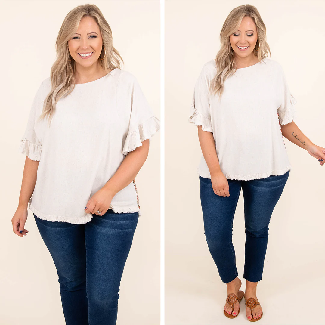 Away On Vacay Top, Oatmeal - Image 6