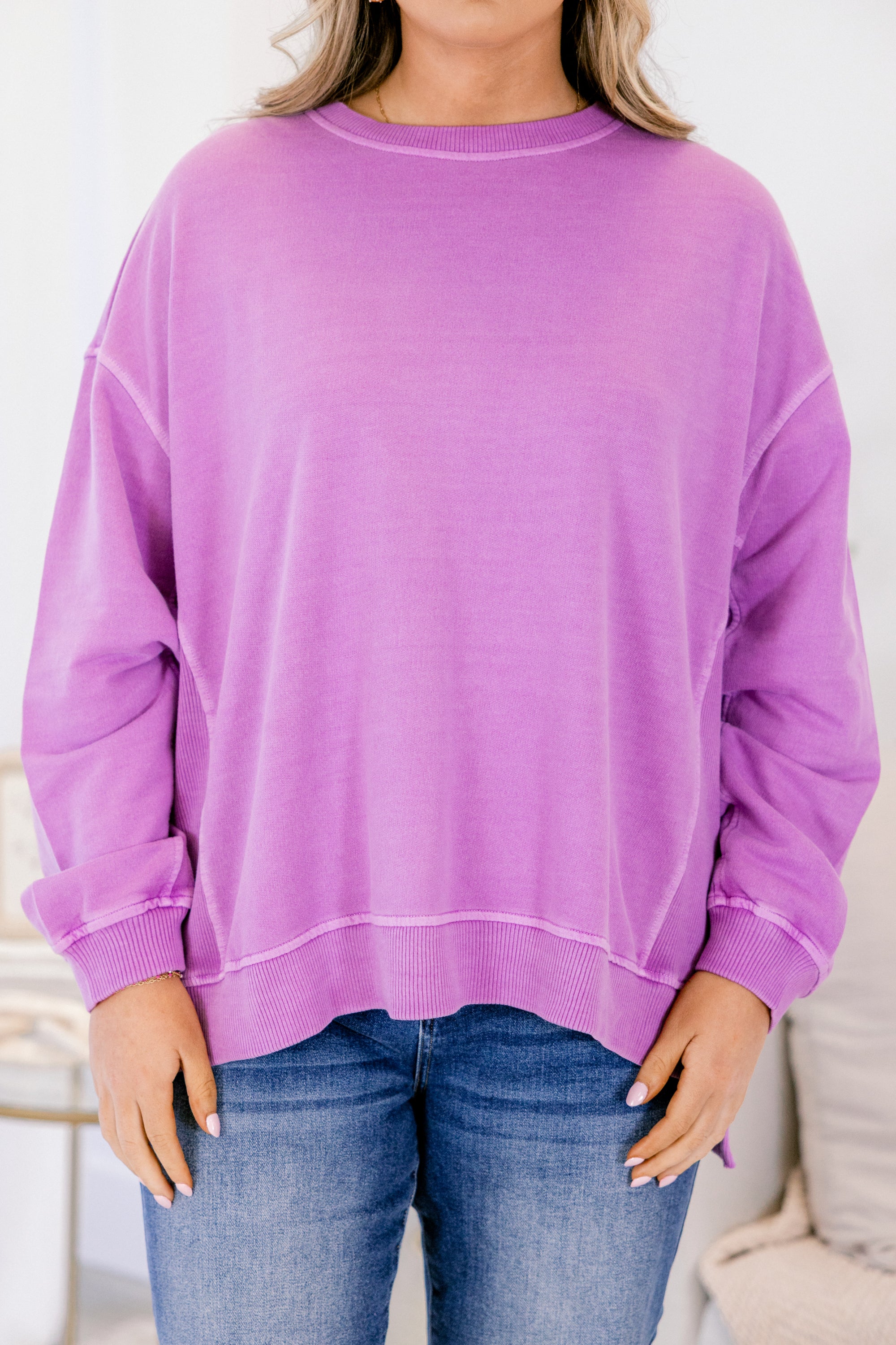 Back To Basics Pullover, Light Plum - Image 5