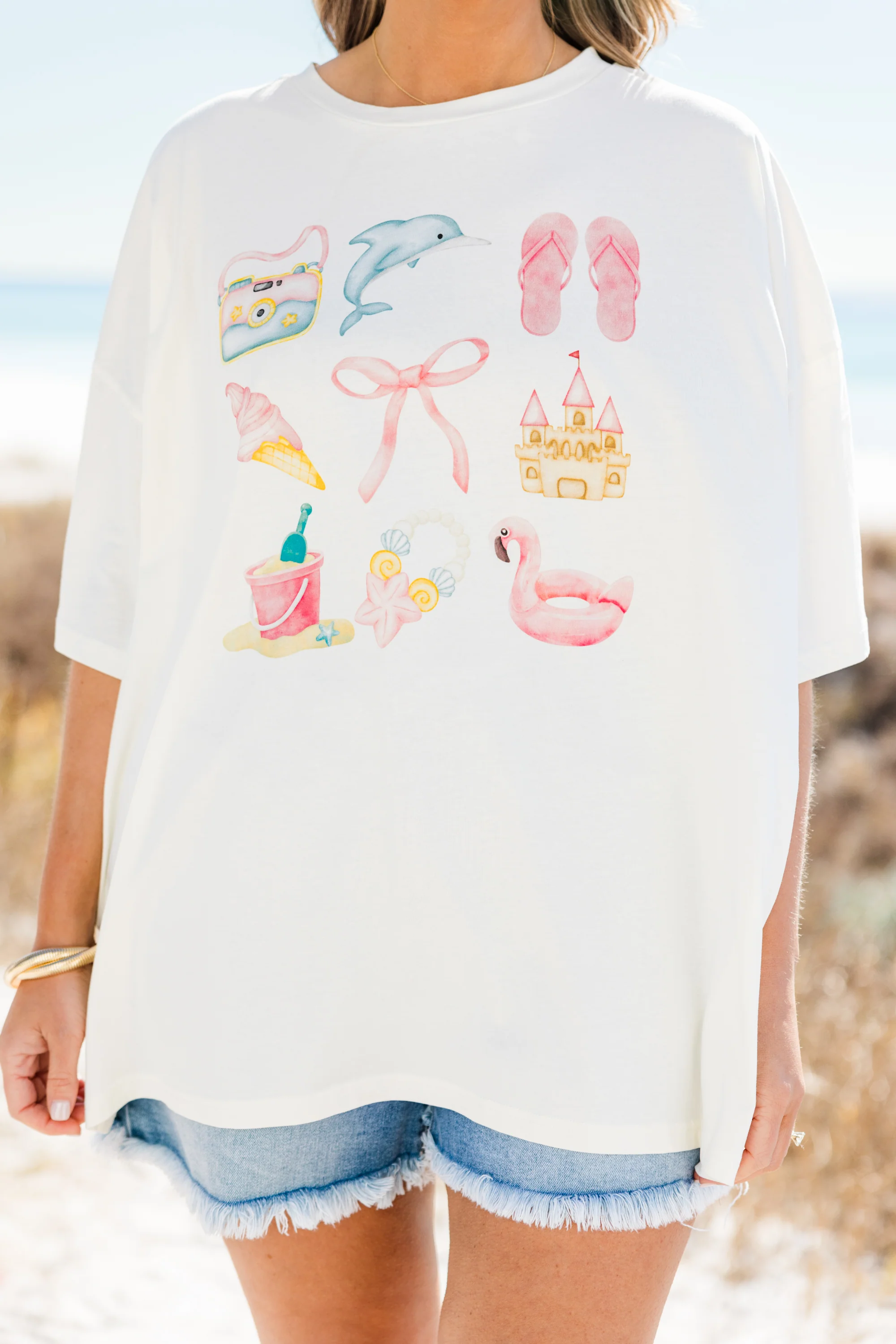 Beach Day Boyfriend Tee, Ivory - Image 4