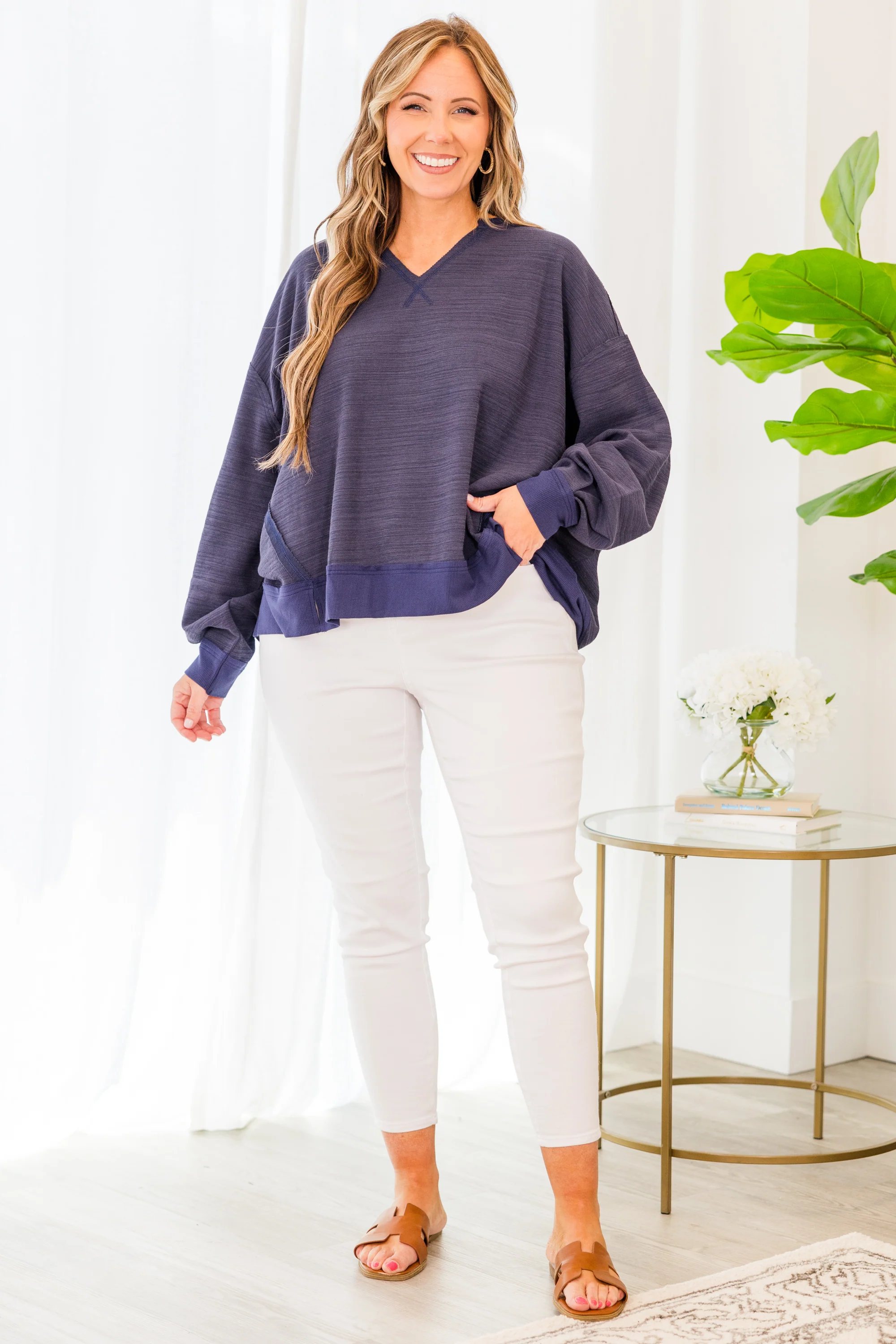 Blushing Pullover, Navy - Image 2