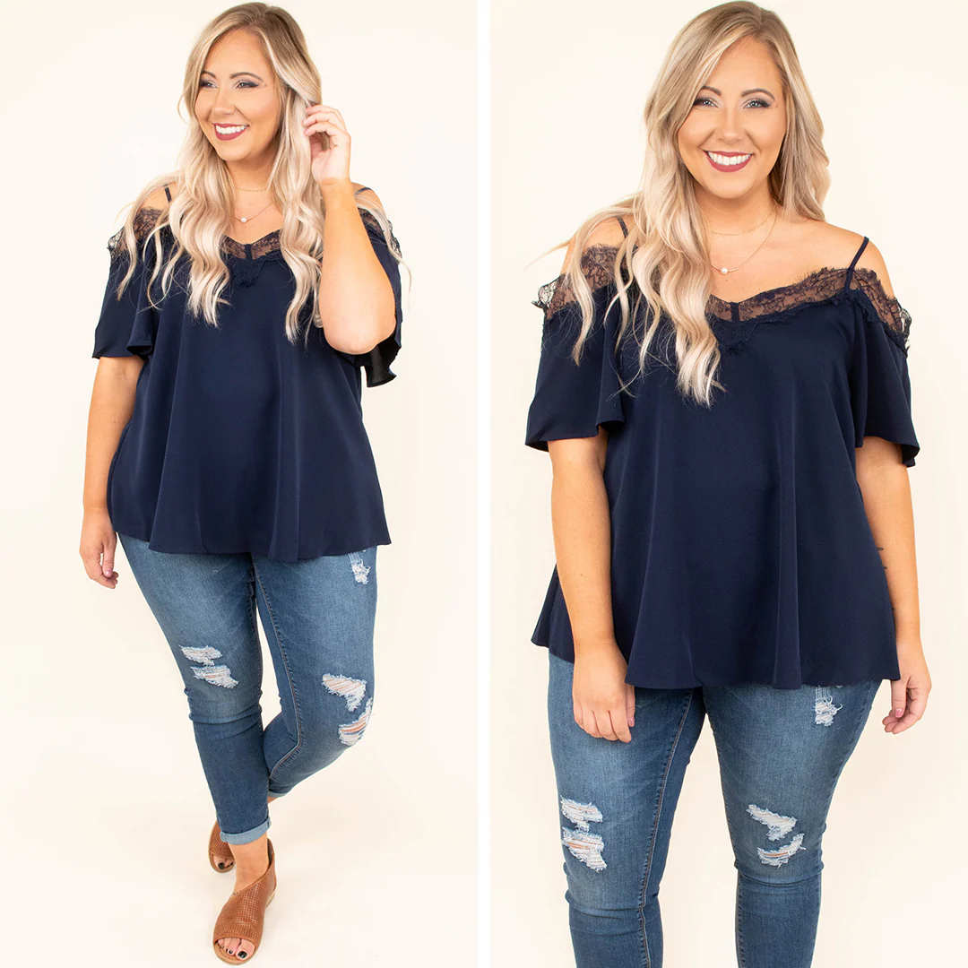 Born Beautiful Blouse, Navy - Image 5