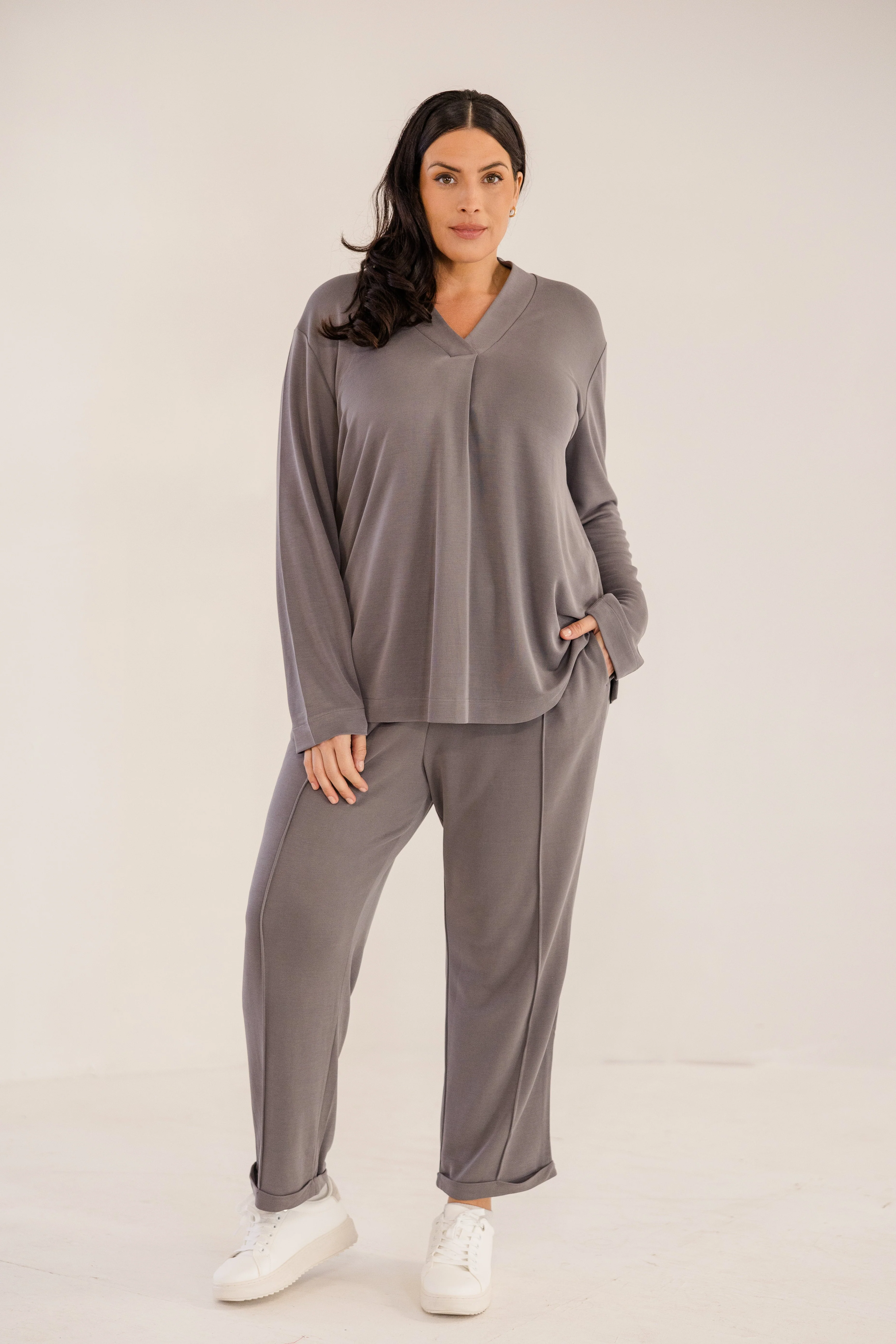 Bowery Wide V-Neck Tunic, Castle Rock - Image 6