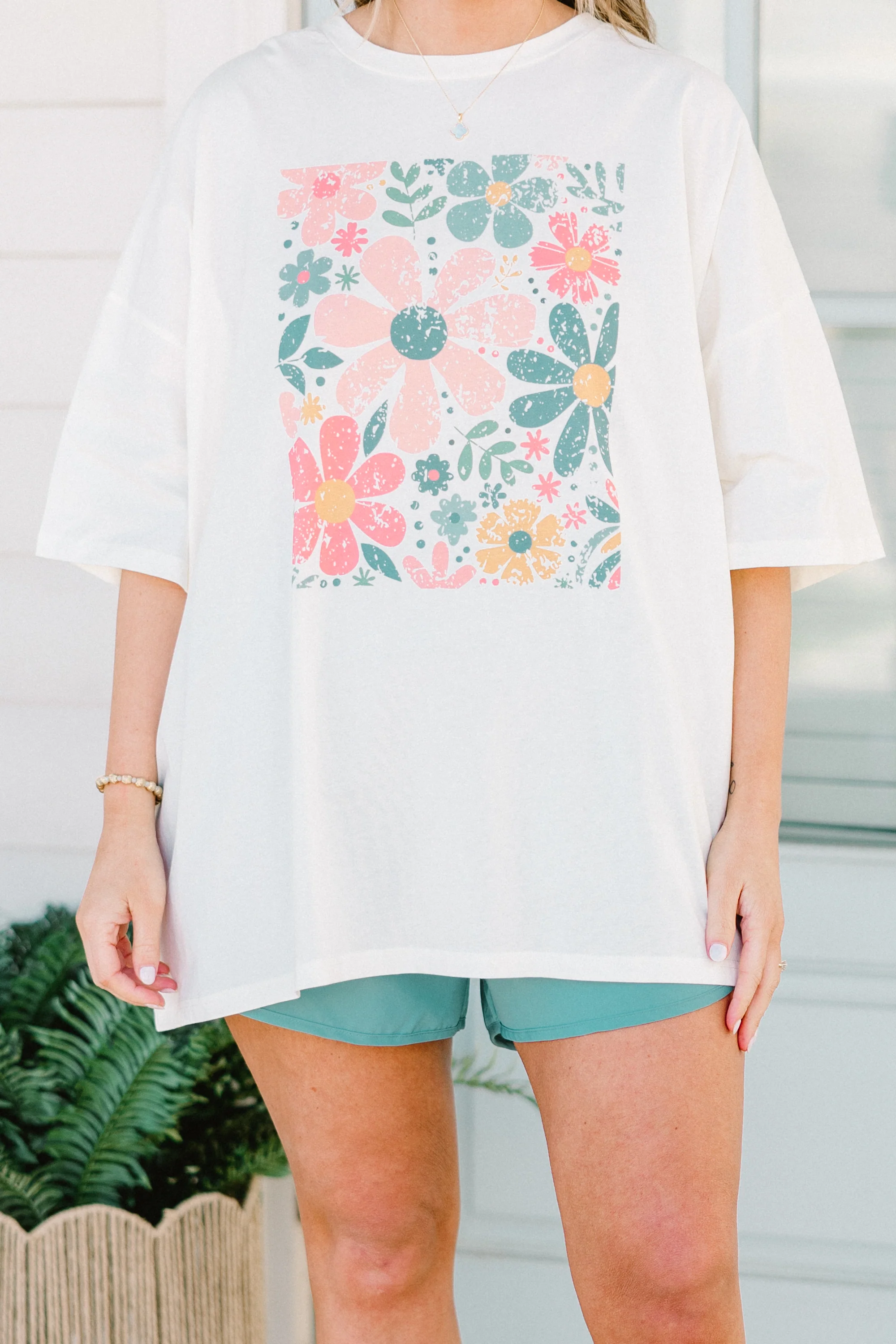 Bunch of Flowers Boyfriend Tee, Ivory - Image 4