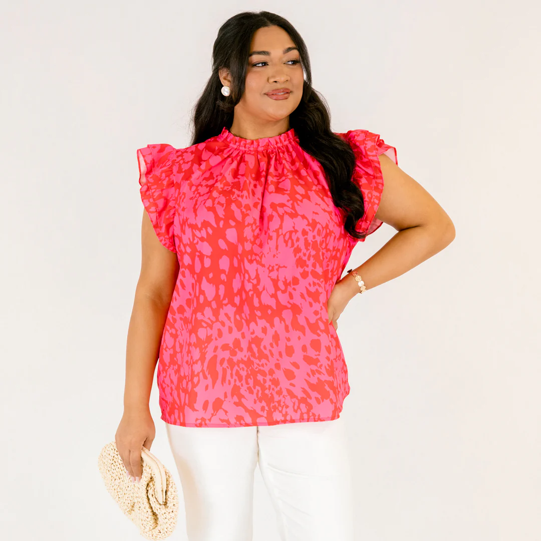Call Me Baby Top, Fuchsia Abstract - Image 7
