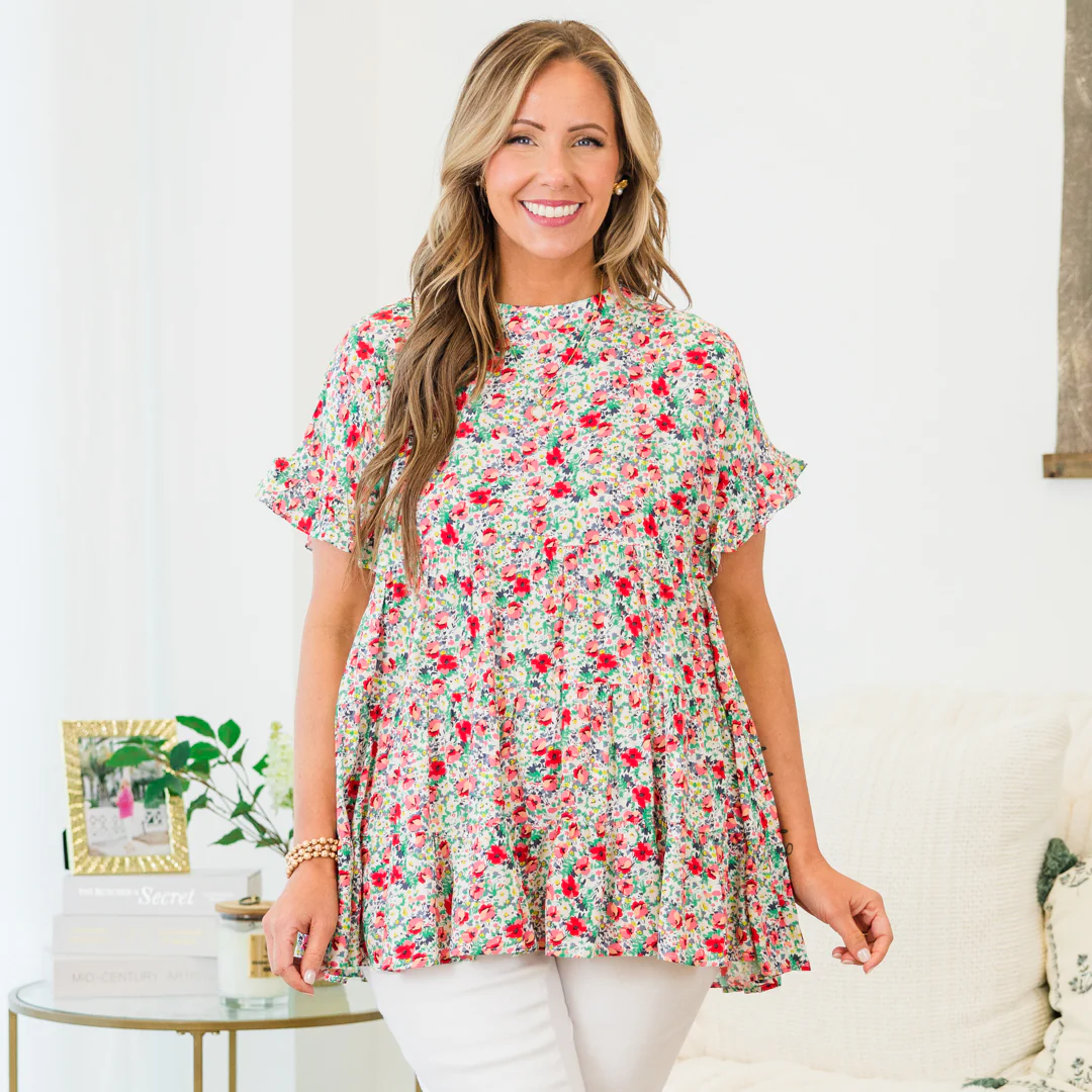Call Me Sassy Top, Mint-Coral - Image 7