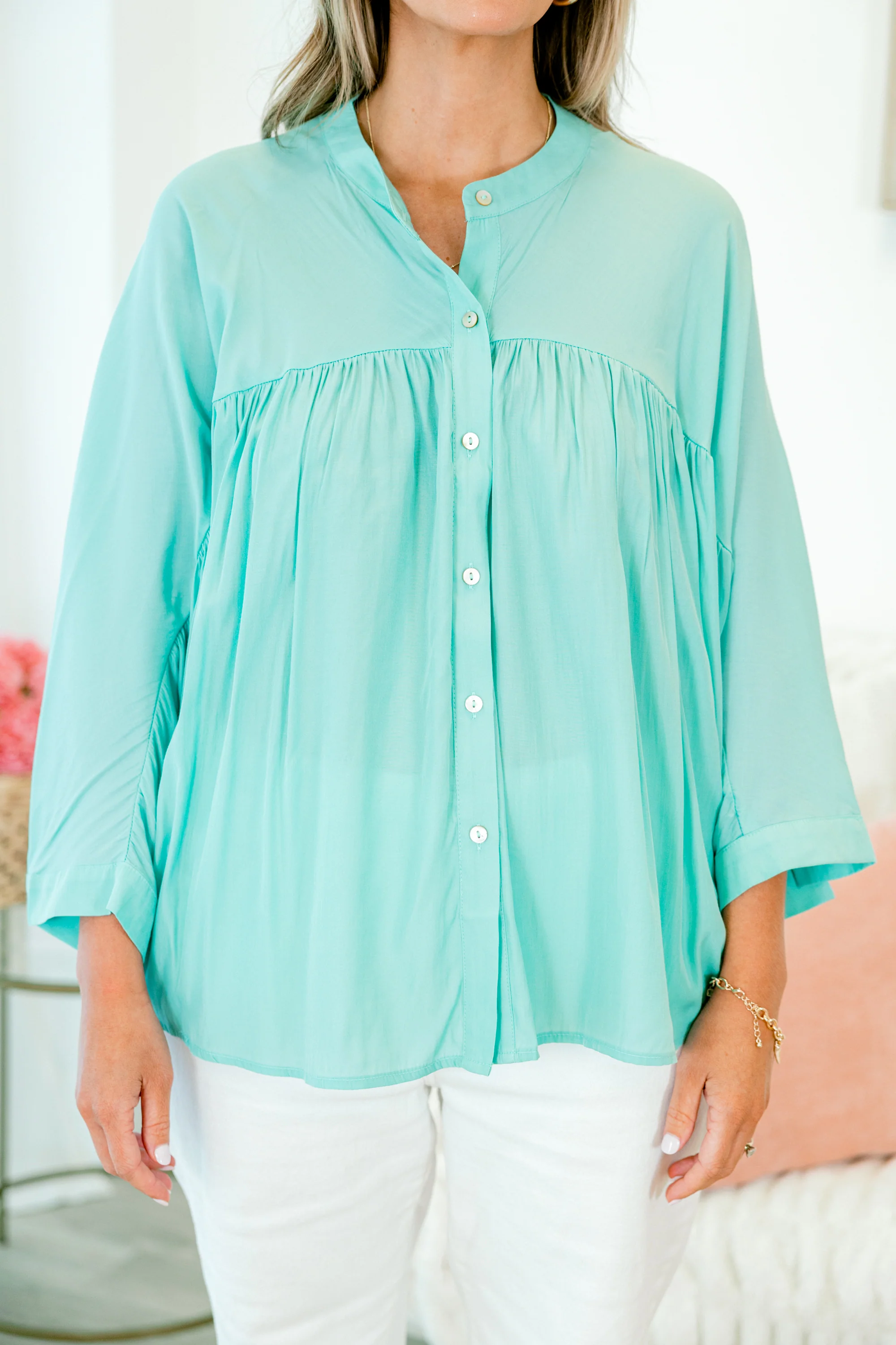 Calm And Collected Top, Aqua - Image 5