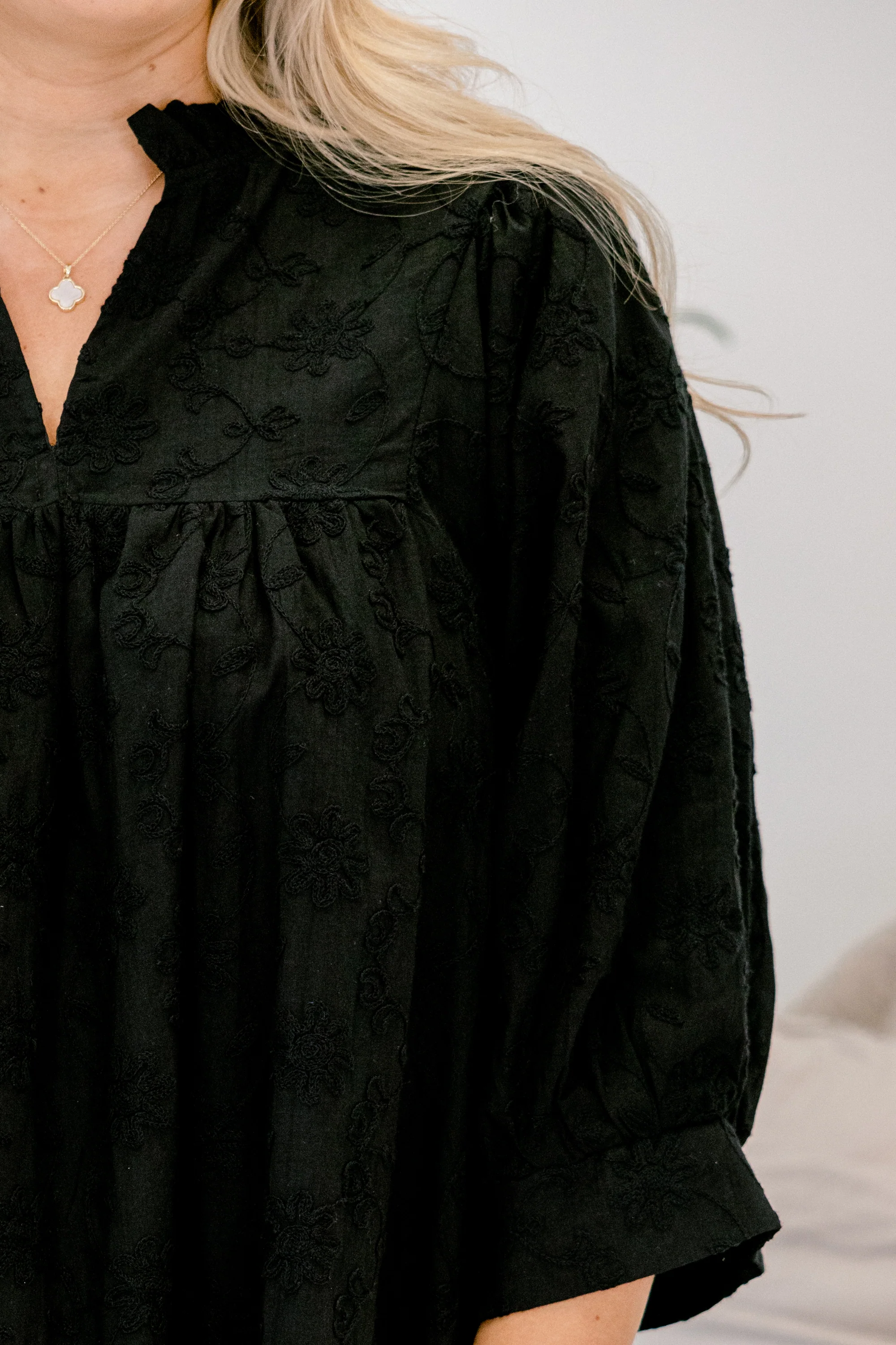 Can't Be Held Down Dress, Black Embroidery - Image 4