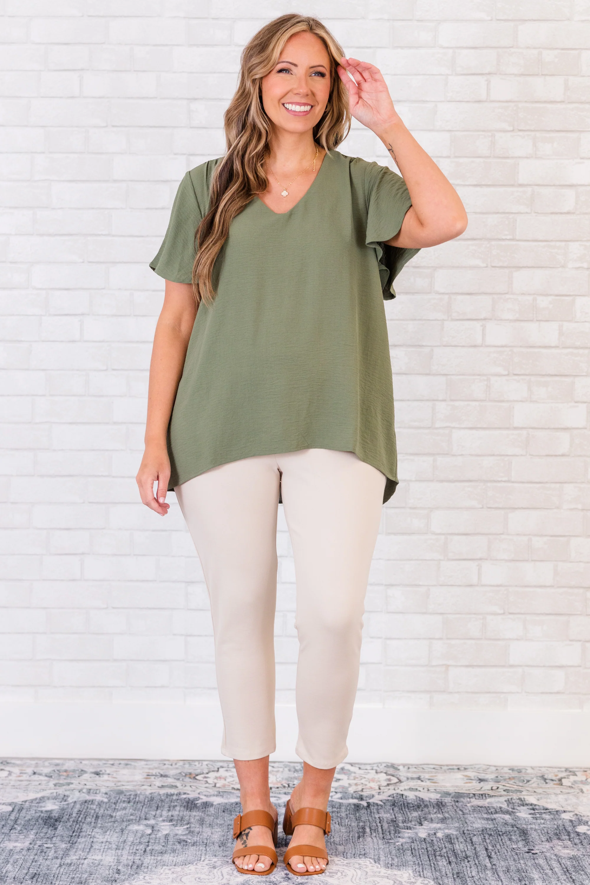 Capital Blouse, Light Olive - Image 3