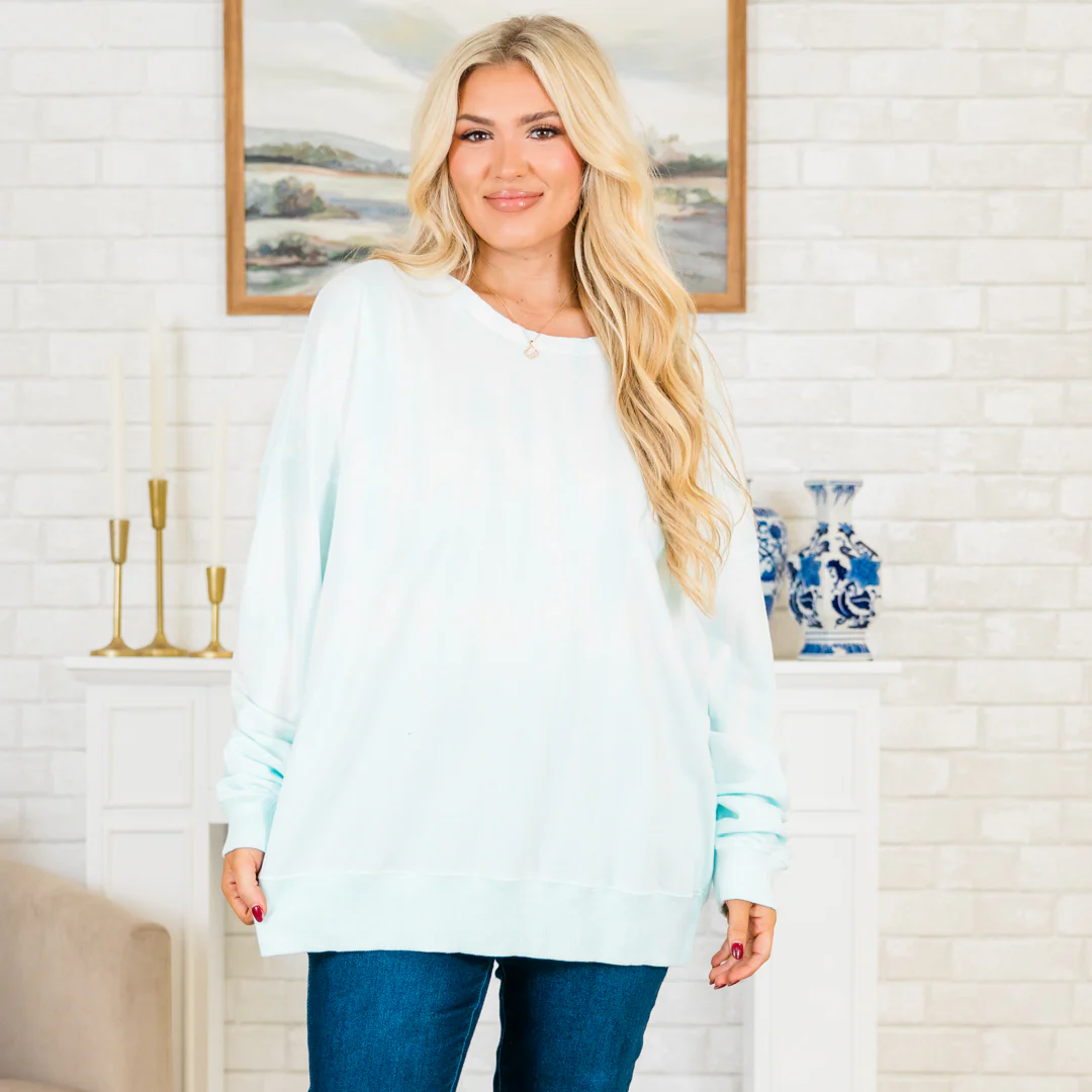 Caribbean Splash Pullover, Neon Blue - Image 6