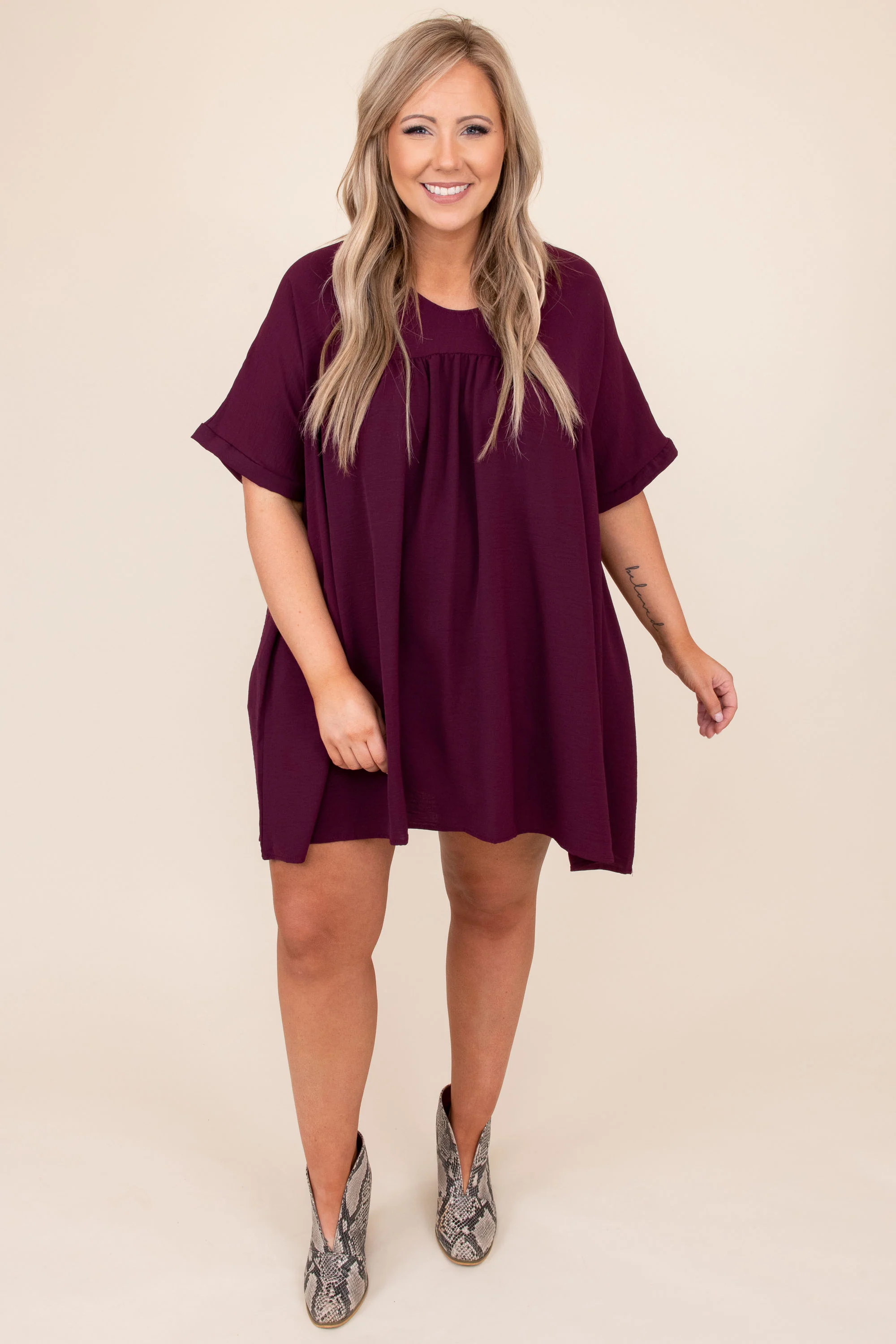 Catch My Breath Dress, Eggplant - Image 3