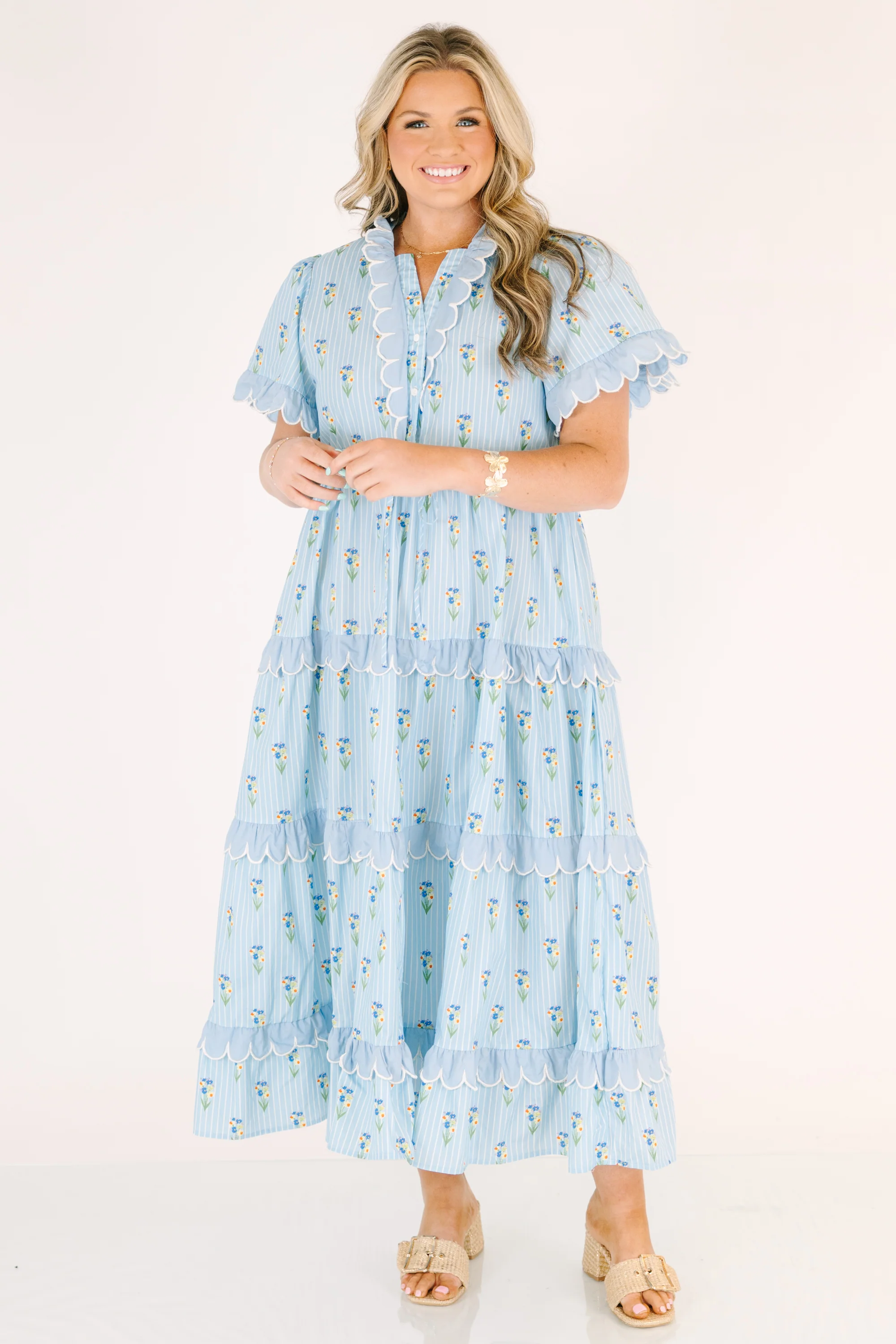 Caught You Smiling Dress, Blue - Image 4