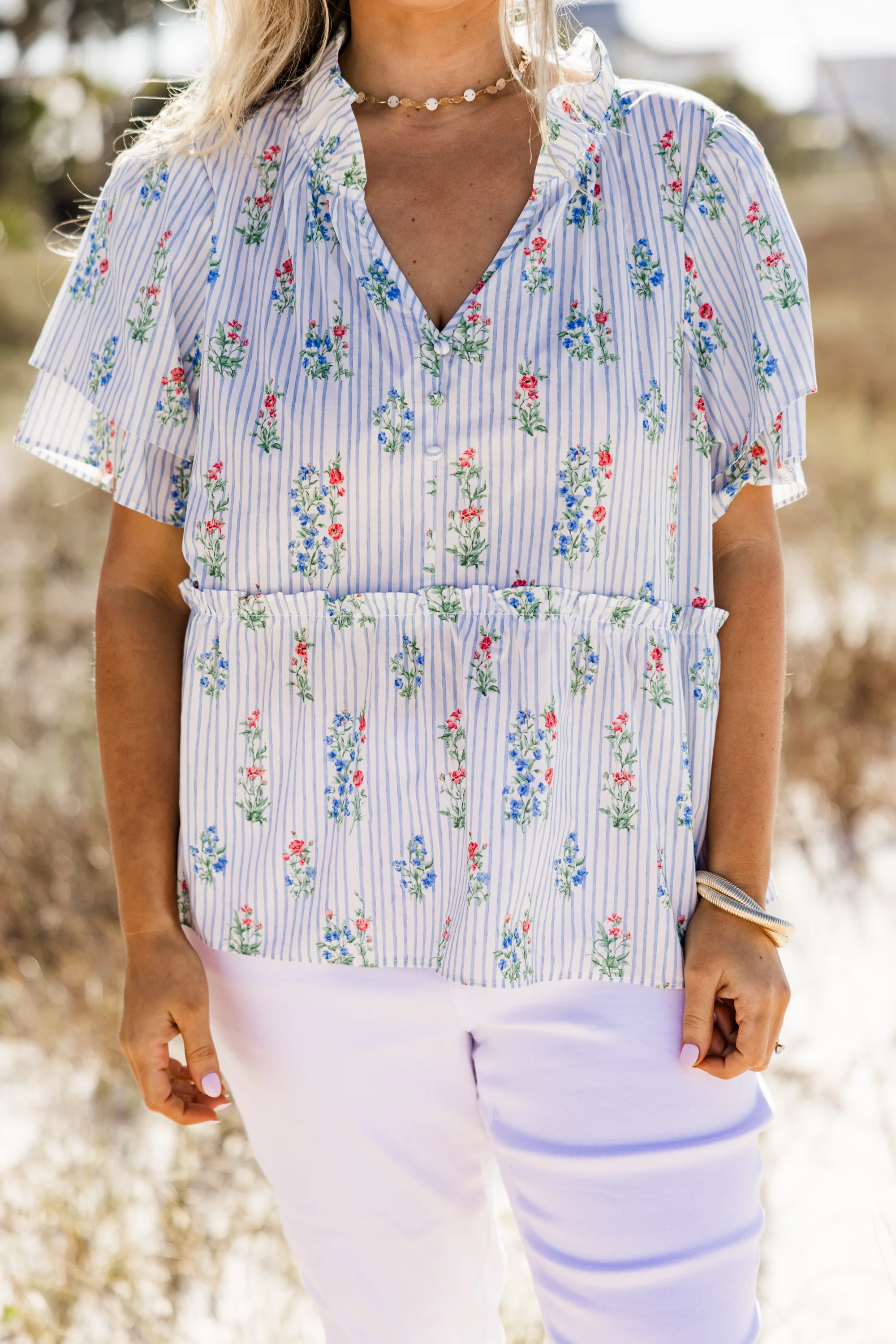 Coastal Love Top, Blue Floral - Image 5