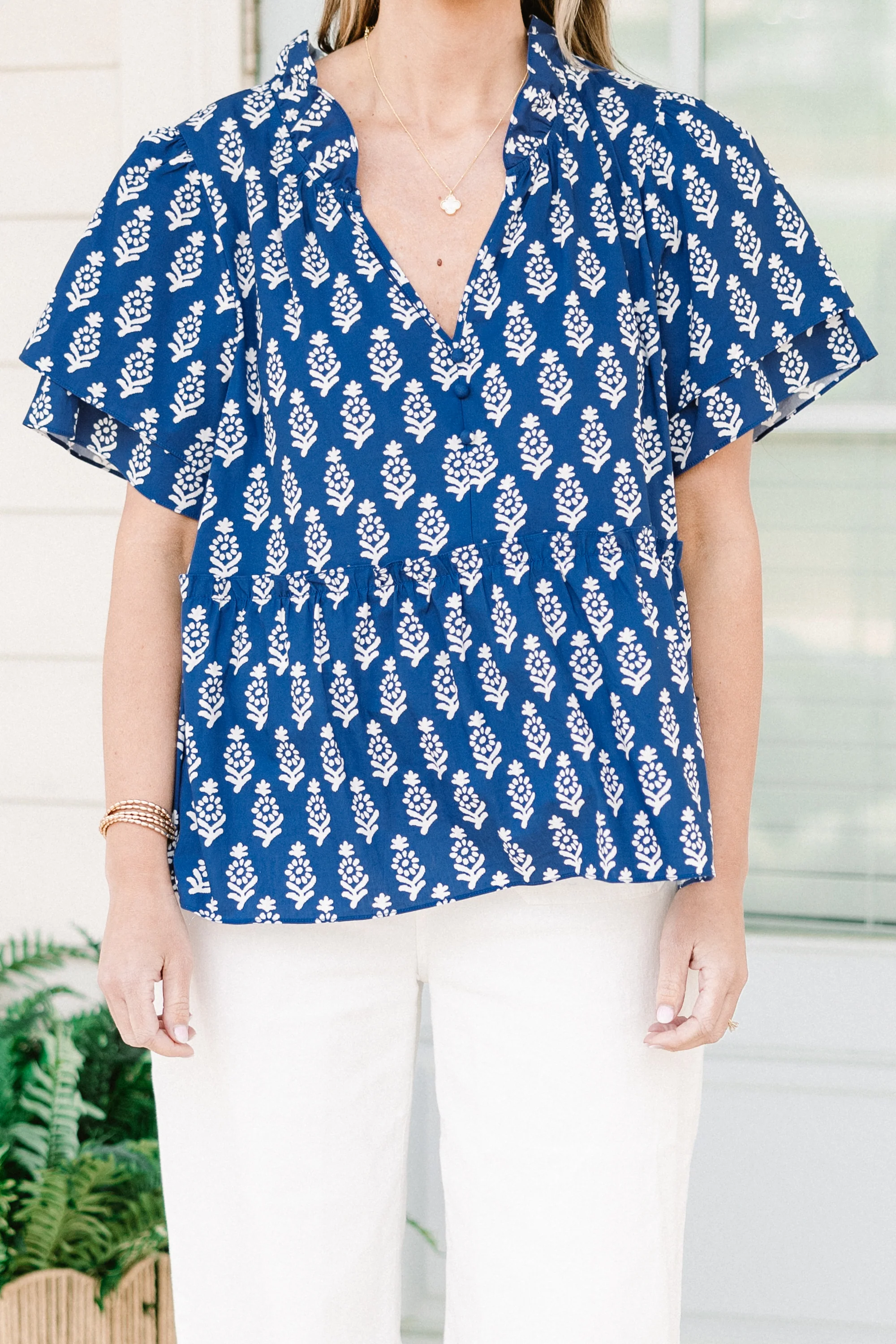 Coastal Love Top, Blue-White - Image 5