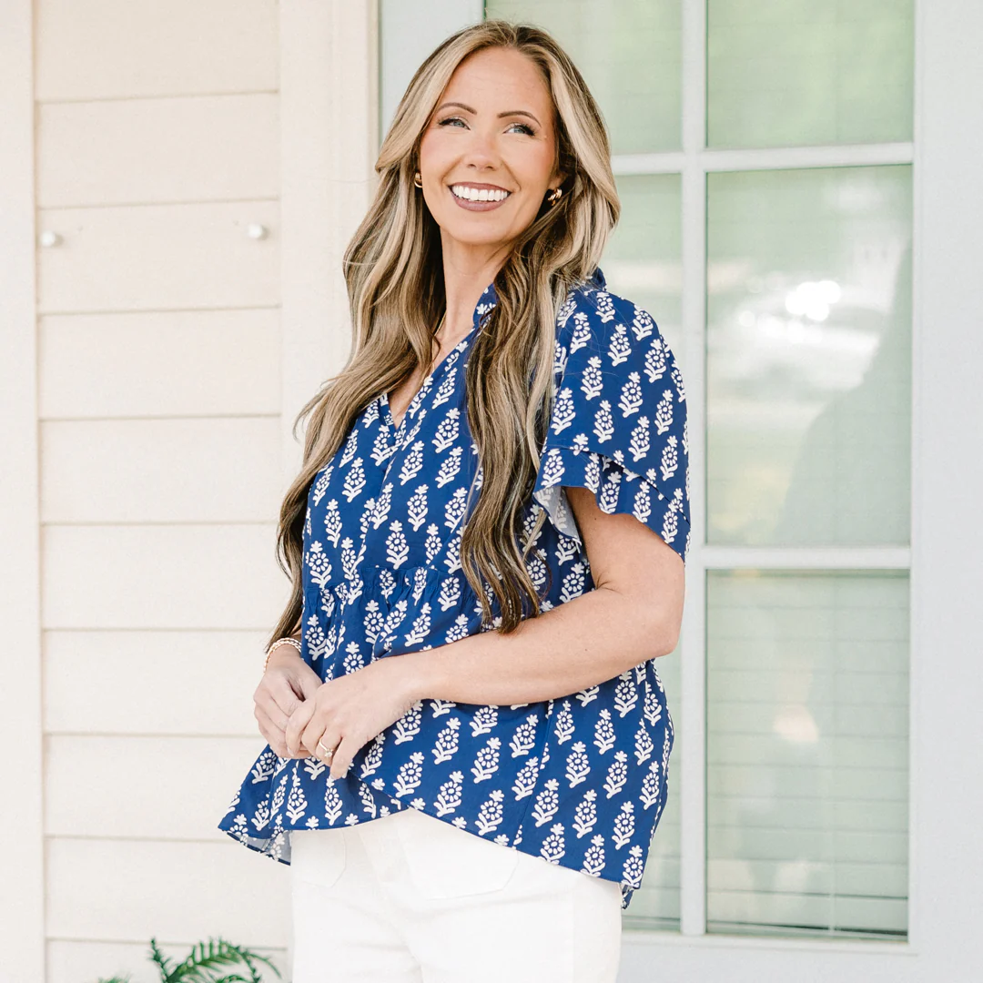 Coastal Love Top, Blue-White - Image 7