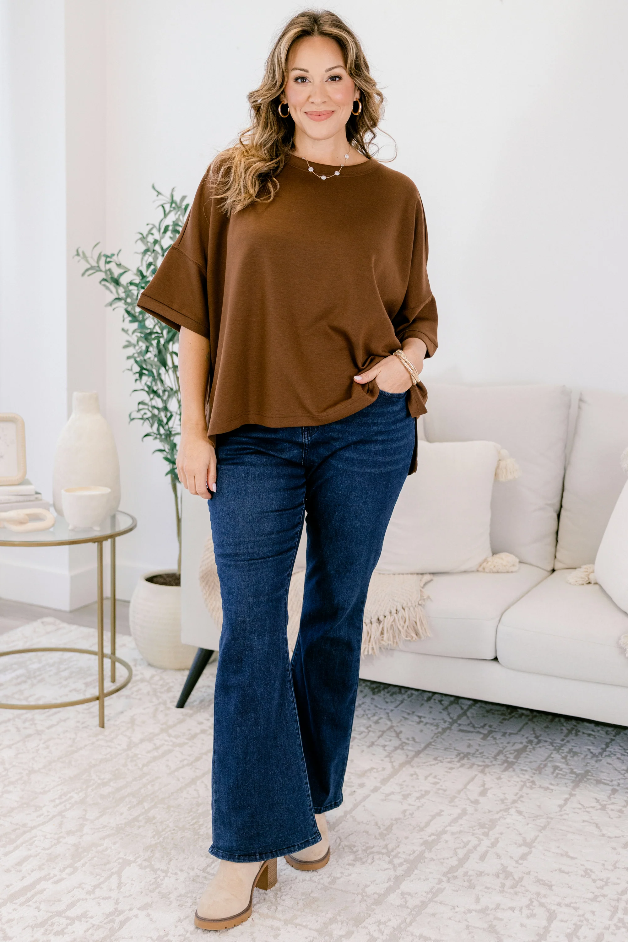 Comfortable Charm Top, Brown - Image 2