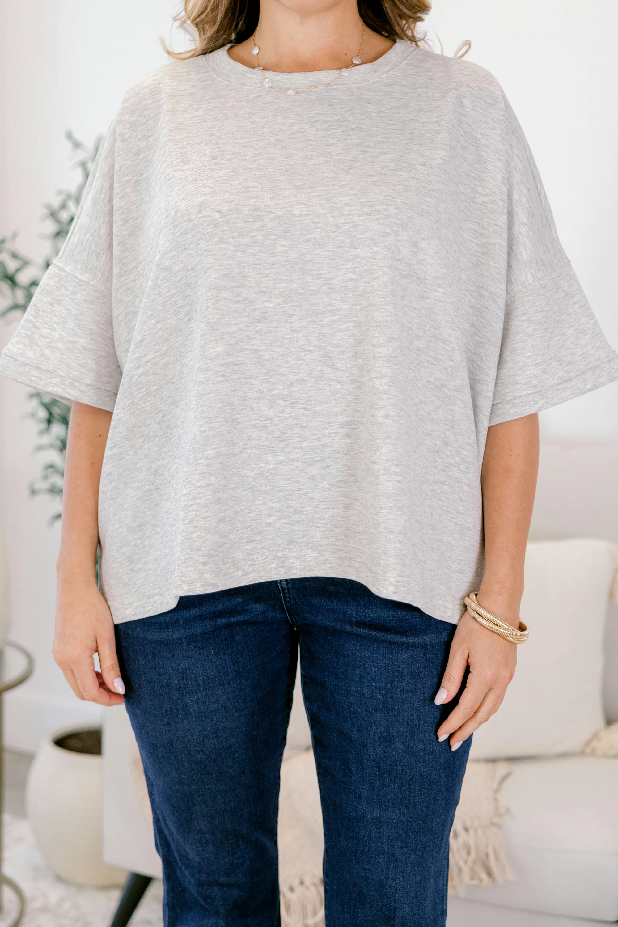 Comfortable Charm Top, Heather Grey - Image 5