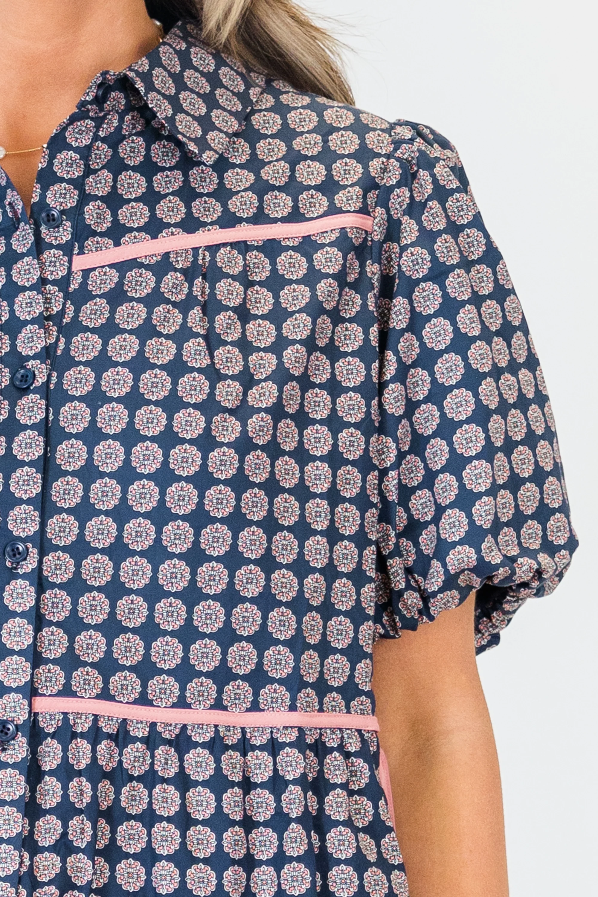 Counting Blossoms Top, Navy - Image 4