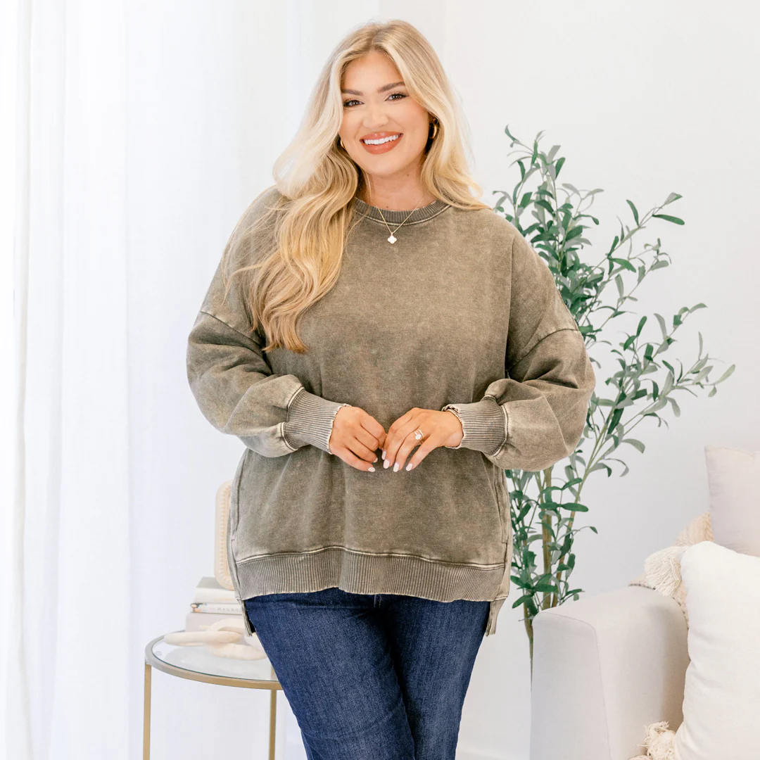 Counting The Days Pullover, Dark Olive - Image 7