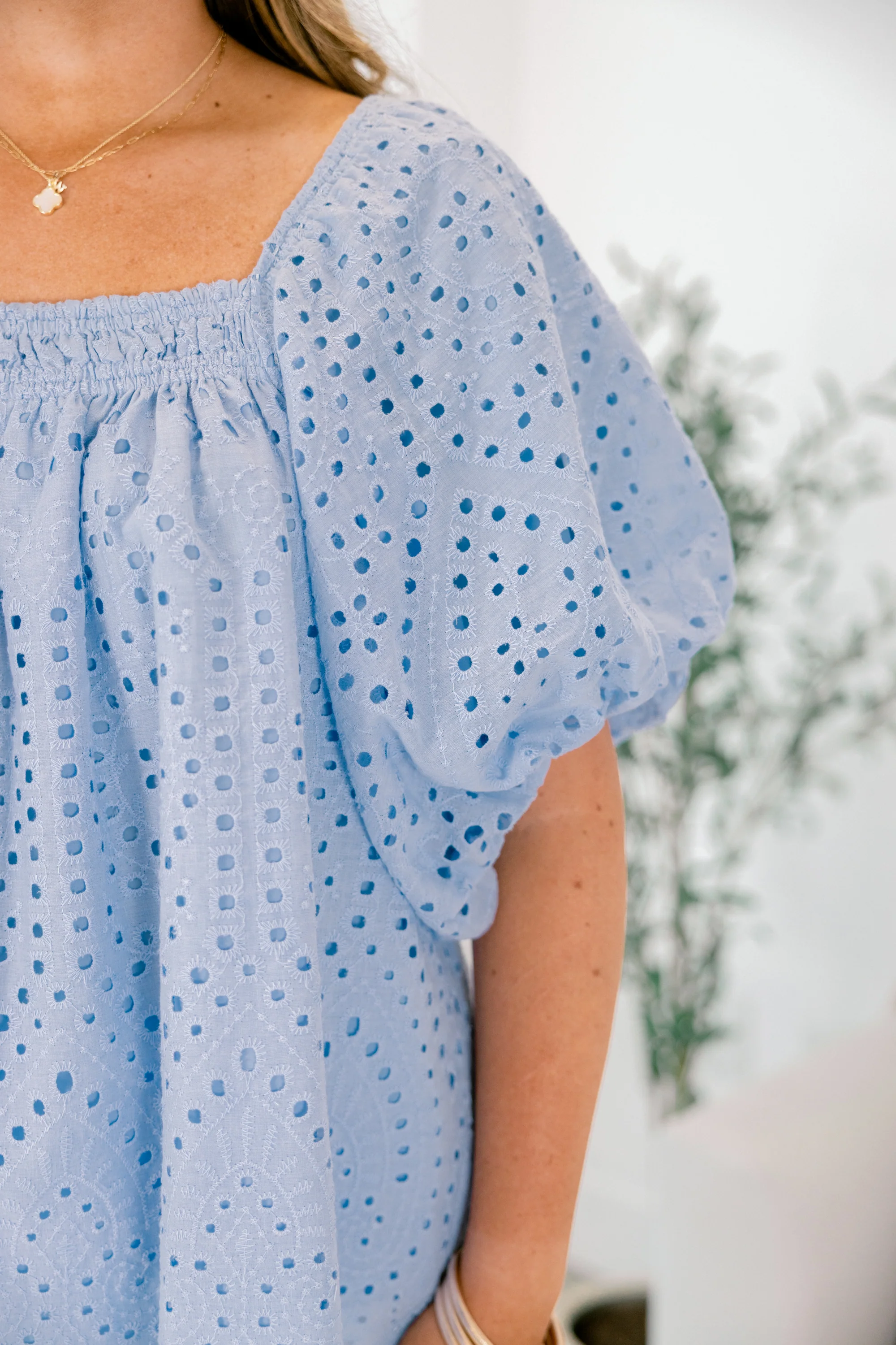 Cozy Love Top, Blue Eyelet - Image 4