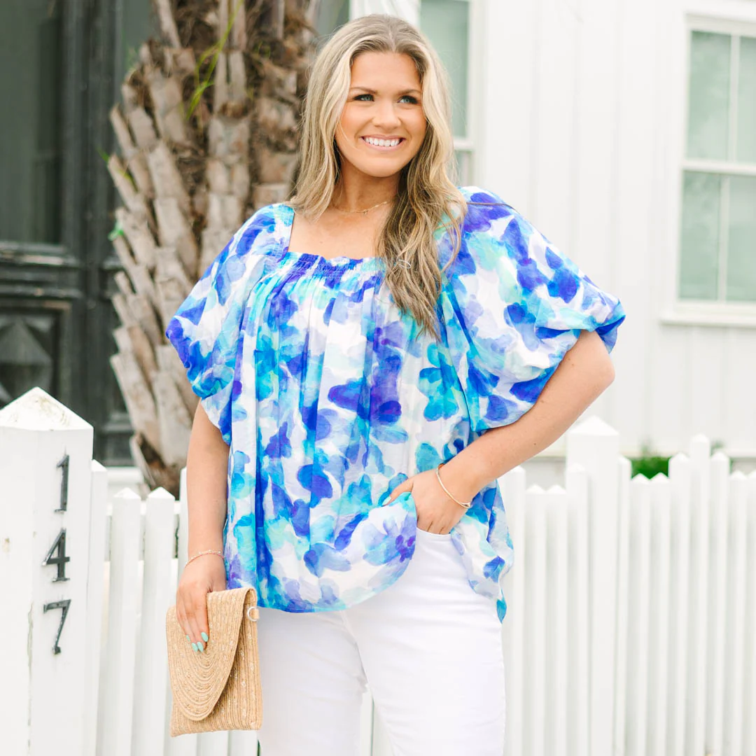 Cozy Love Top, Blue Watercolor - Image 7