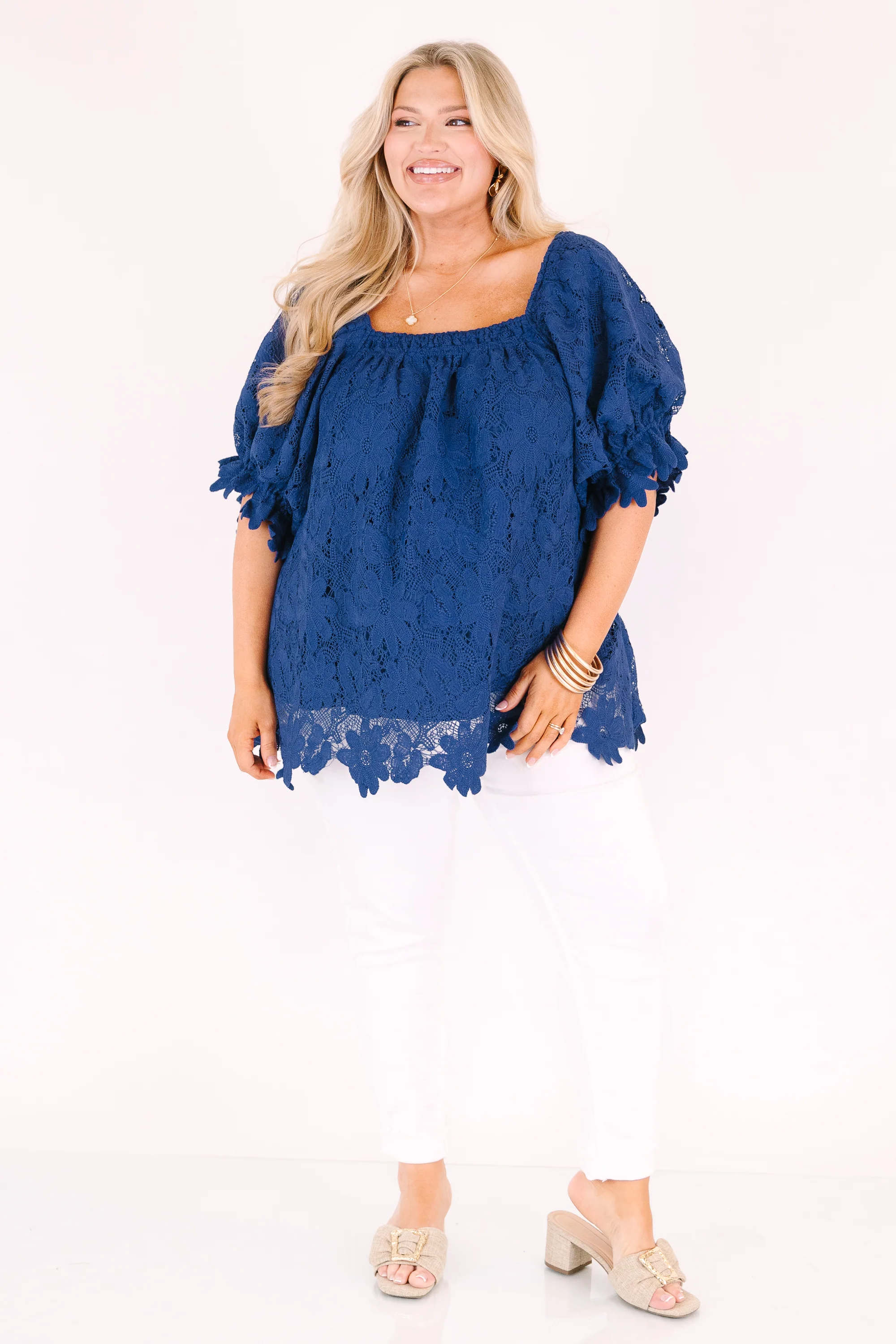 Cozy Love Top, Navy Lace - Image 3