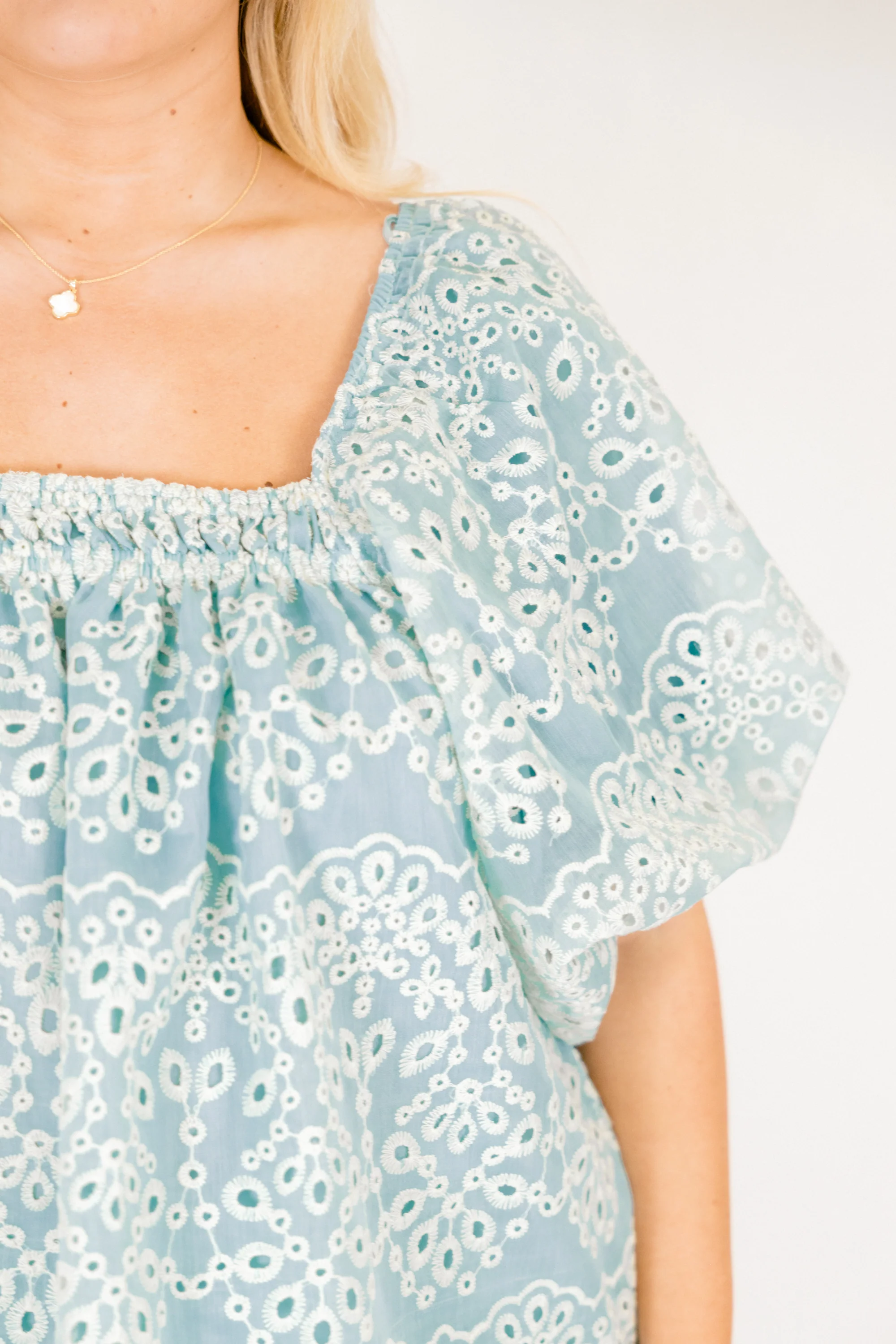 Cozy Love Top, Teal Eyelet - Image 5