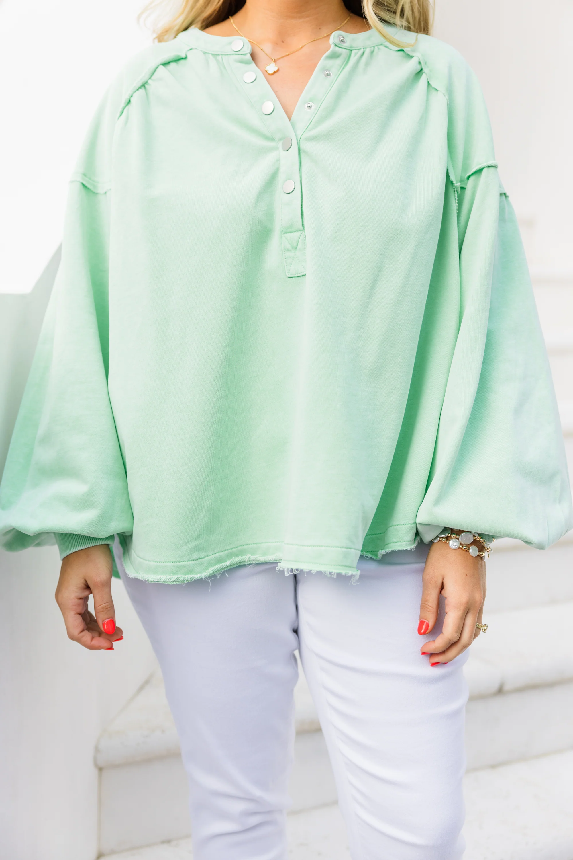Crimson Sunset Pullover, Mint - Image 5