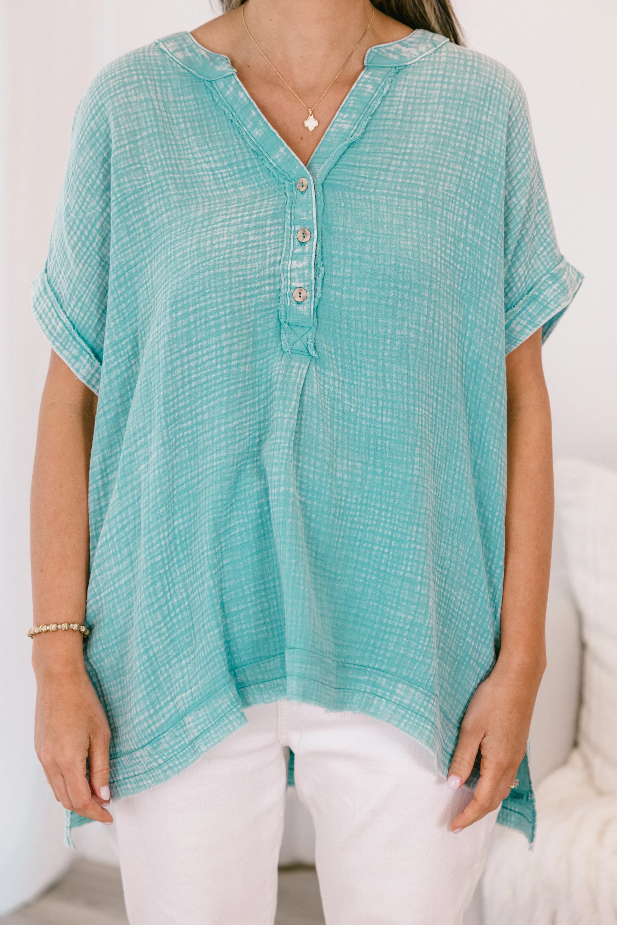 Cute And Carefree Top, Dusty Teal - Image 5