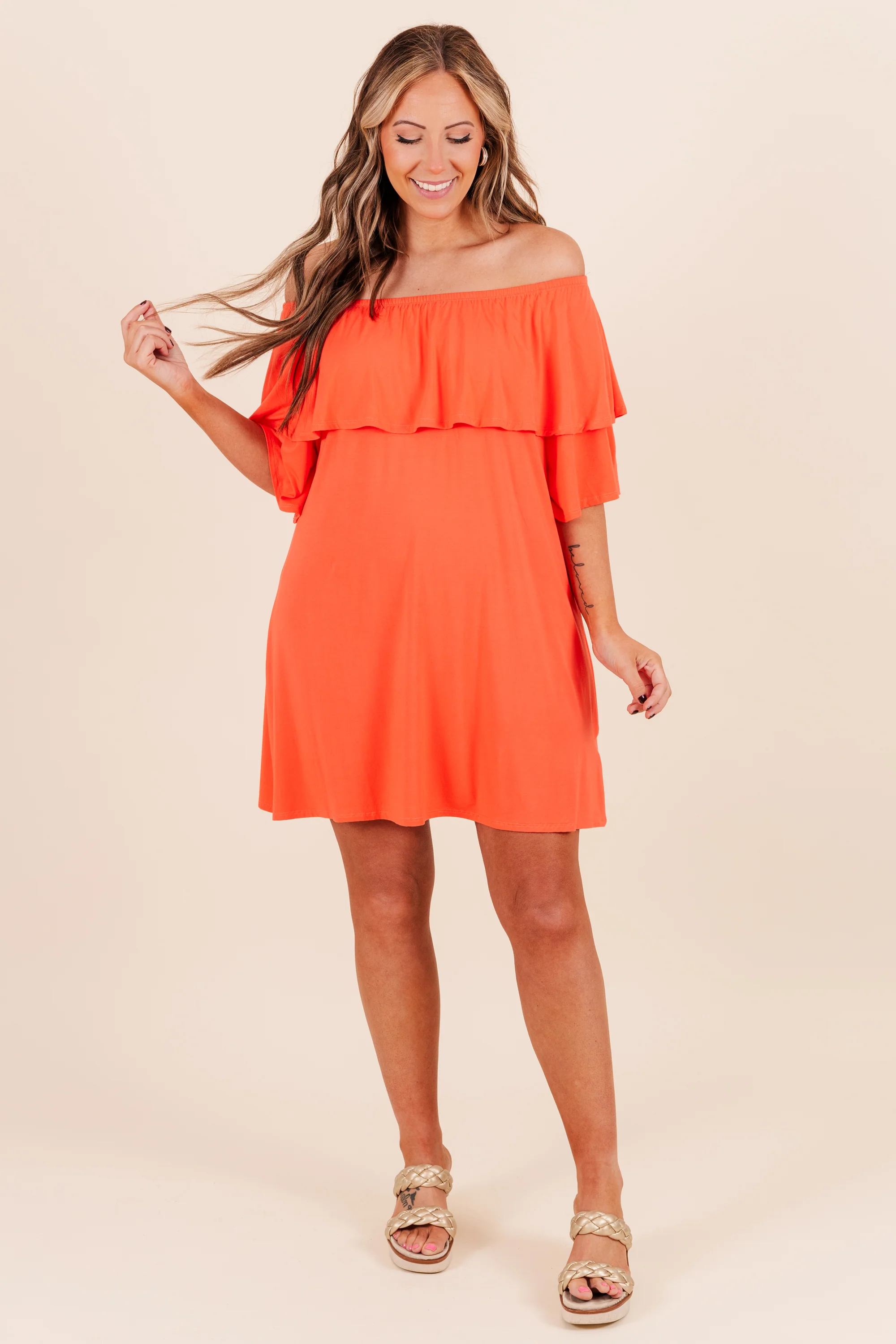 Dance With Me Dress, Hot Orange - Image 3