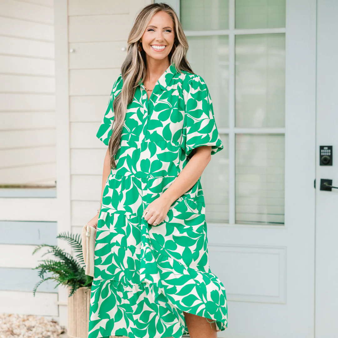Dinner With The Girls Midi Dress, Green - Image 7