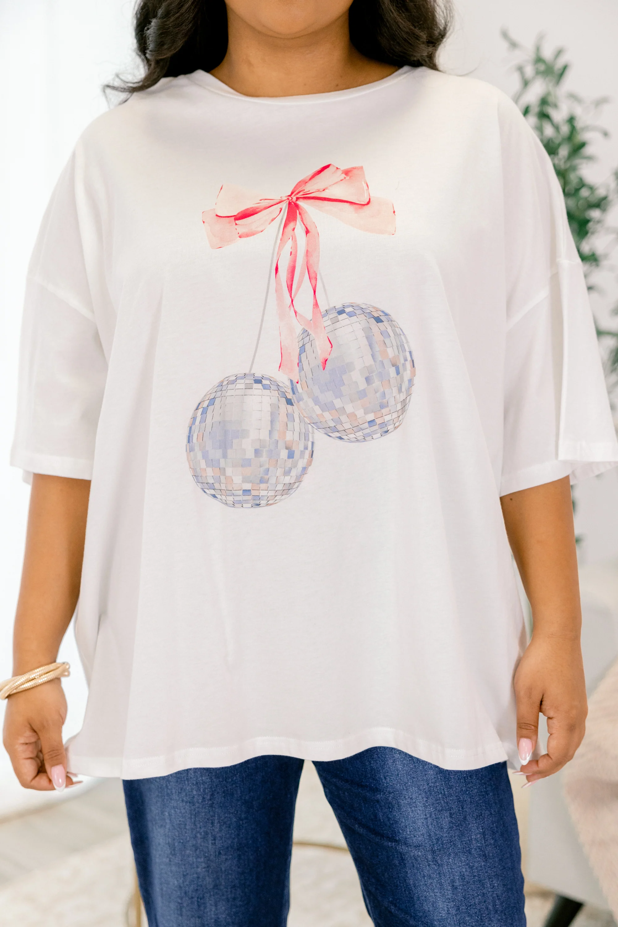 Disco Glam Boyfriend Tee, White - Image 4