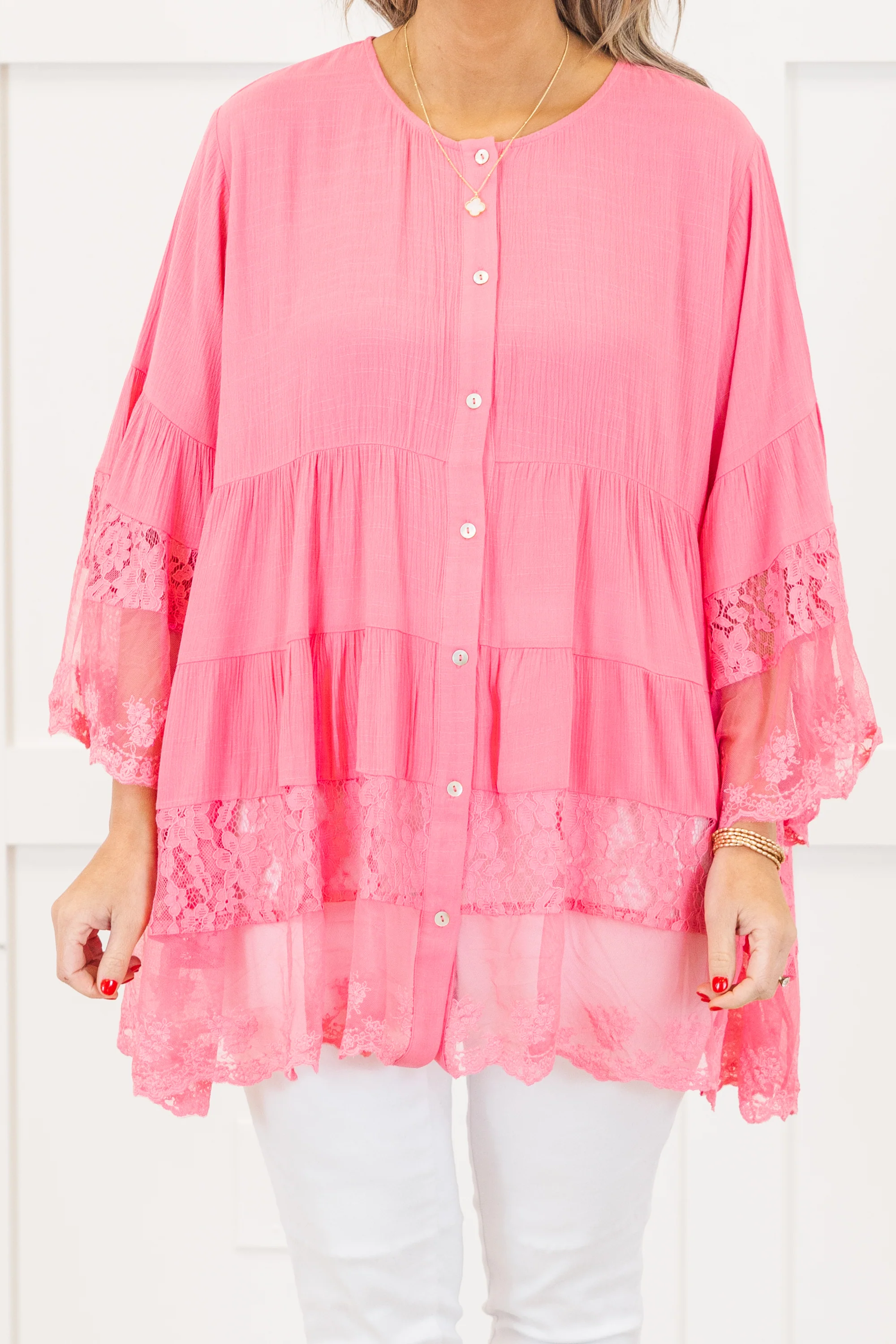 Don't Fail Me Now Blouse, Hot Pink - Image 5