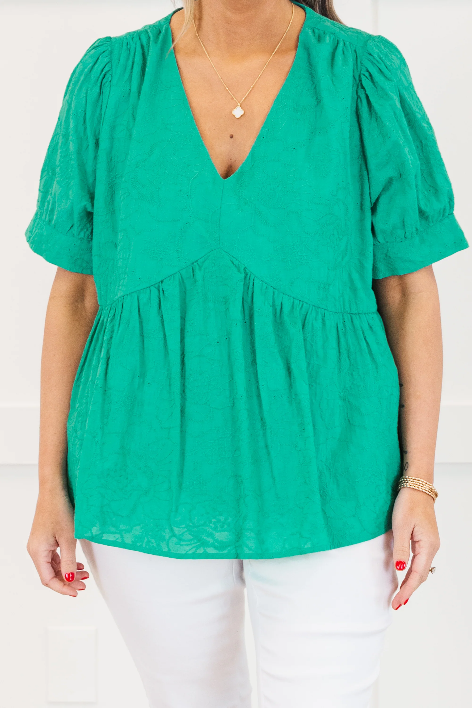 Dreamy Meadows Top, Emerald - Image 5
