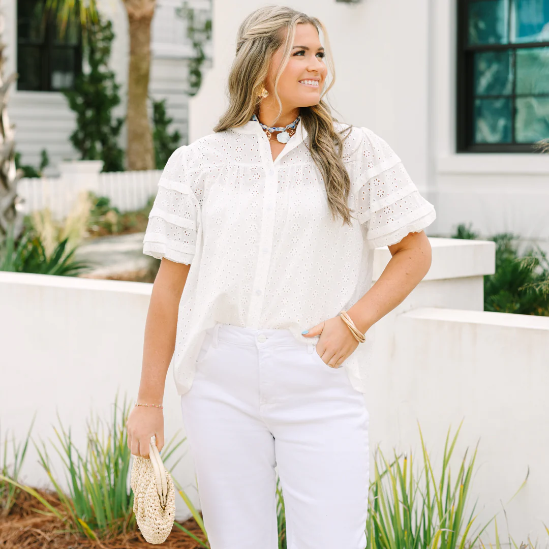 Each Detail Top, White Eyelet - Image 7