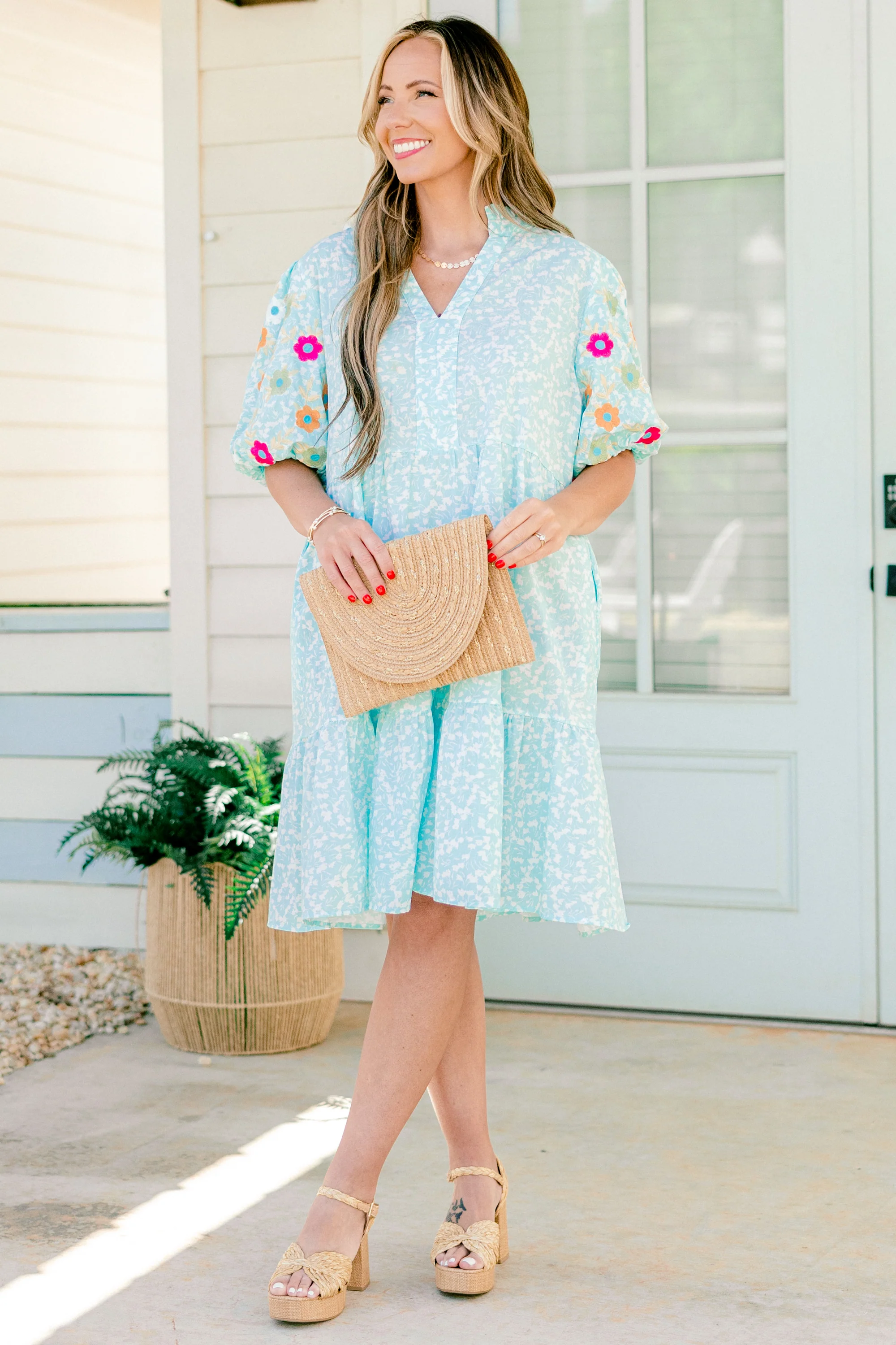 Easy Romance Dress, Turquoise - Image 2