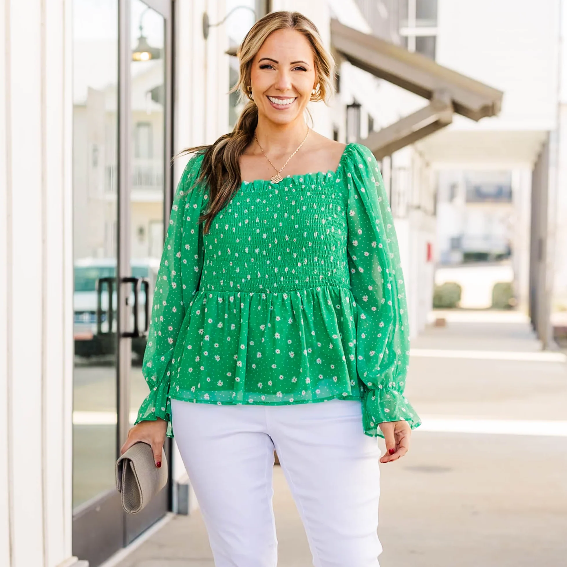 English Daisy Top, Green - Image 6