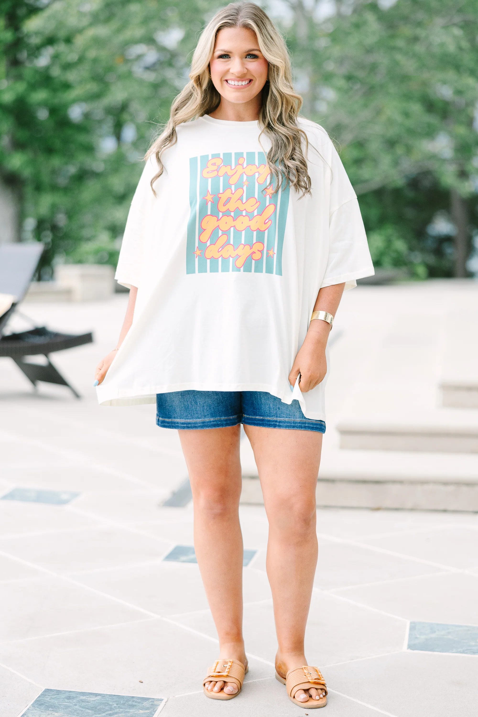 Enjoy the Good Boyfriend Tee, Ivory - Image 2