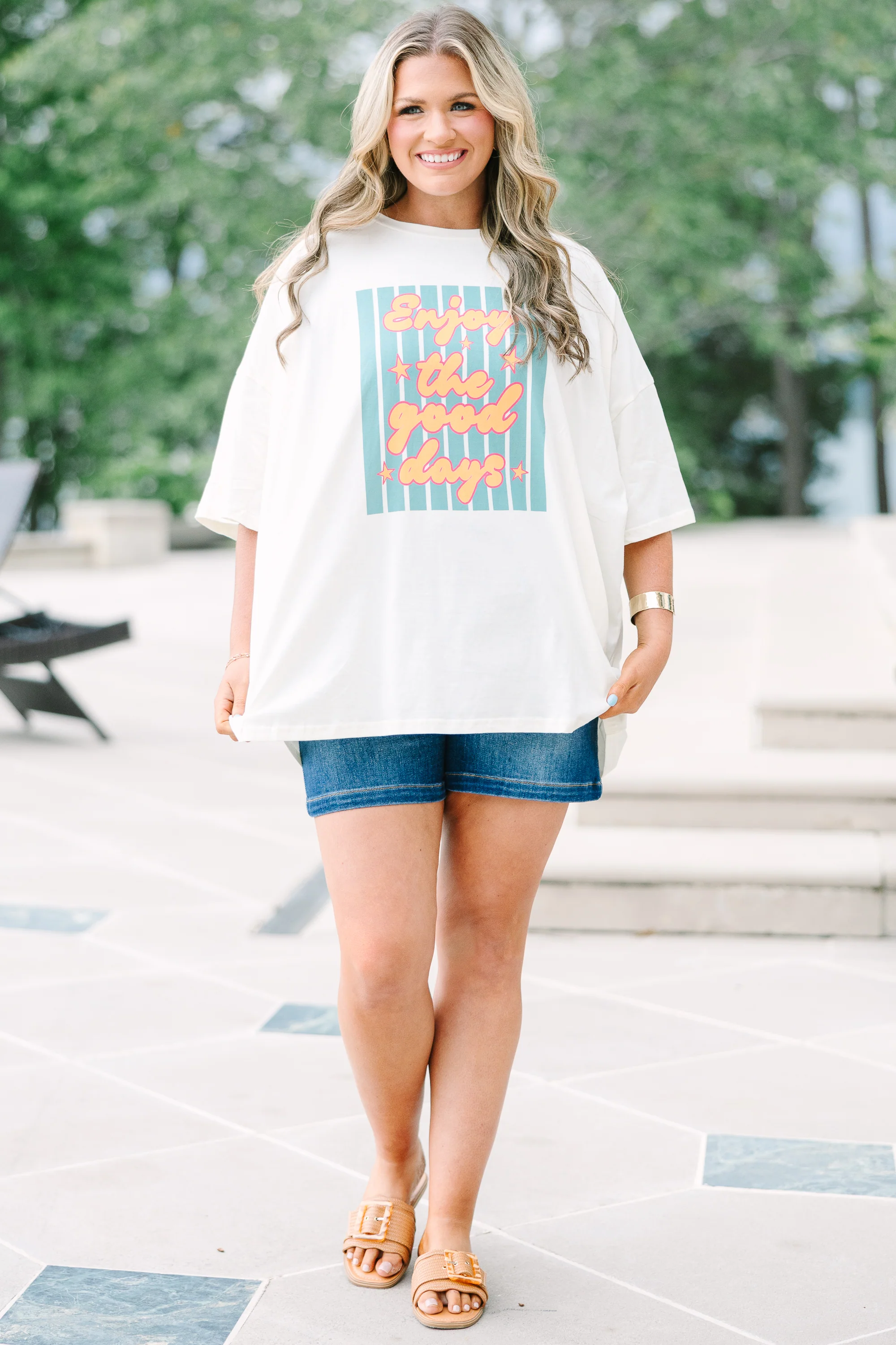 Enjoy the Good Boyfriend Tee, Ivory - Image 3