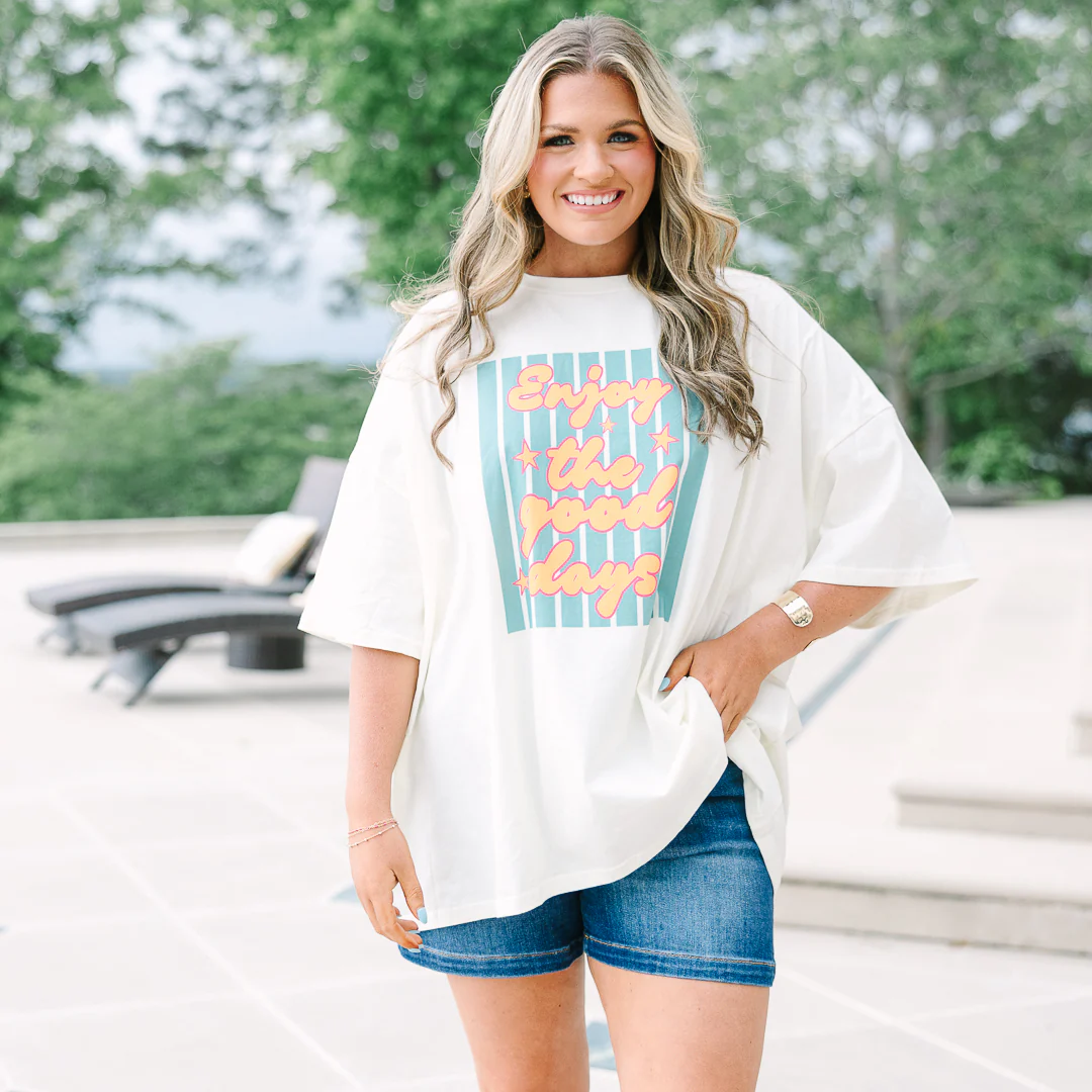 Enjoy the Good Boyfriend Tee, Ivory - Image 6