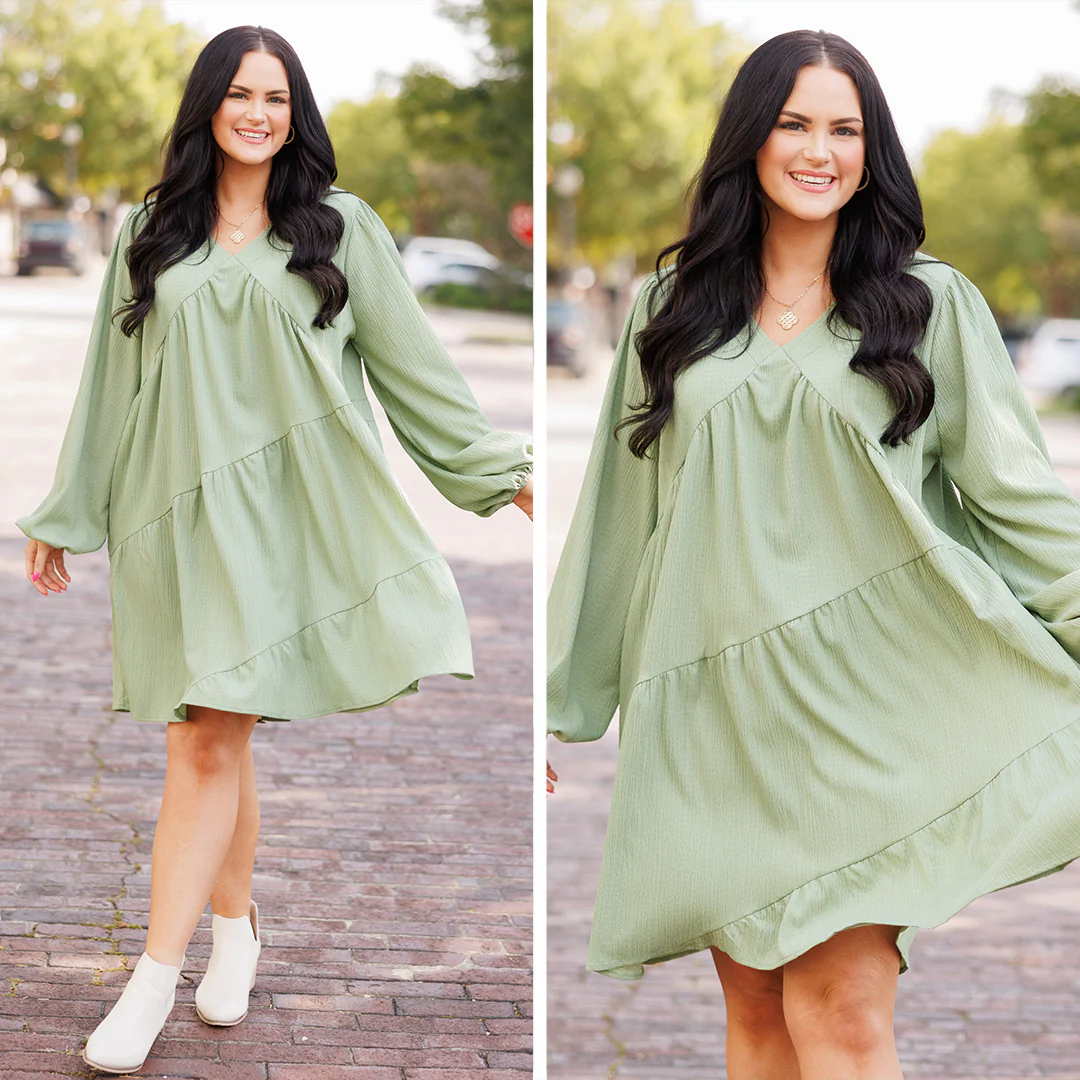 Every Cloud Has A Silver Lining Dress, Avocado - Image 6